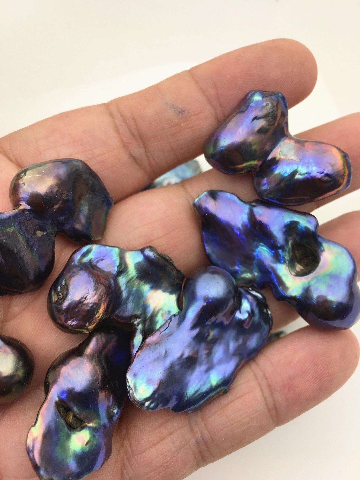 19pcs A 17-22mm big blue black flame ball pearl,no hole,FL15-T4-23