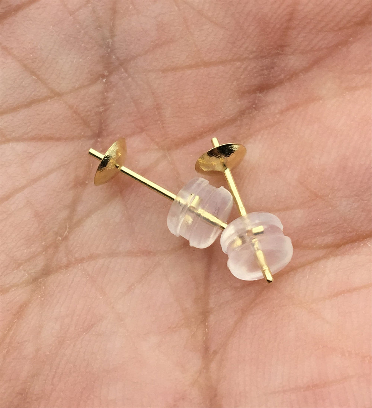 Heavy 4.3mm big CUP 18k yellow / white gold stud, post for stud earrings,diy,wholesale,ASG-ER-007