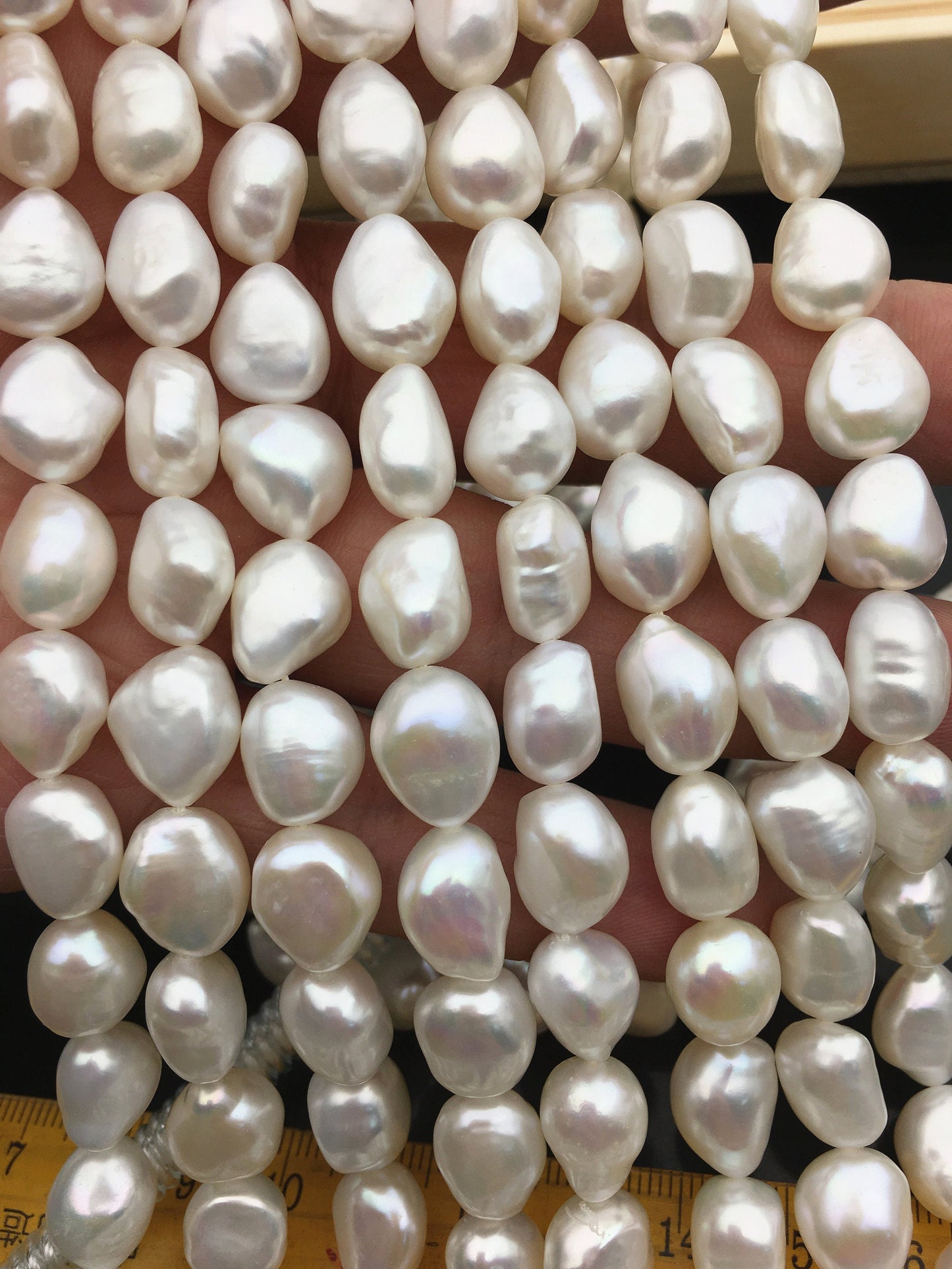 AAA 9.4-10.2mm white nugget freshwater pearls,cultured freshwater baroque pearl bead string,LM10-3A-4