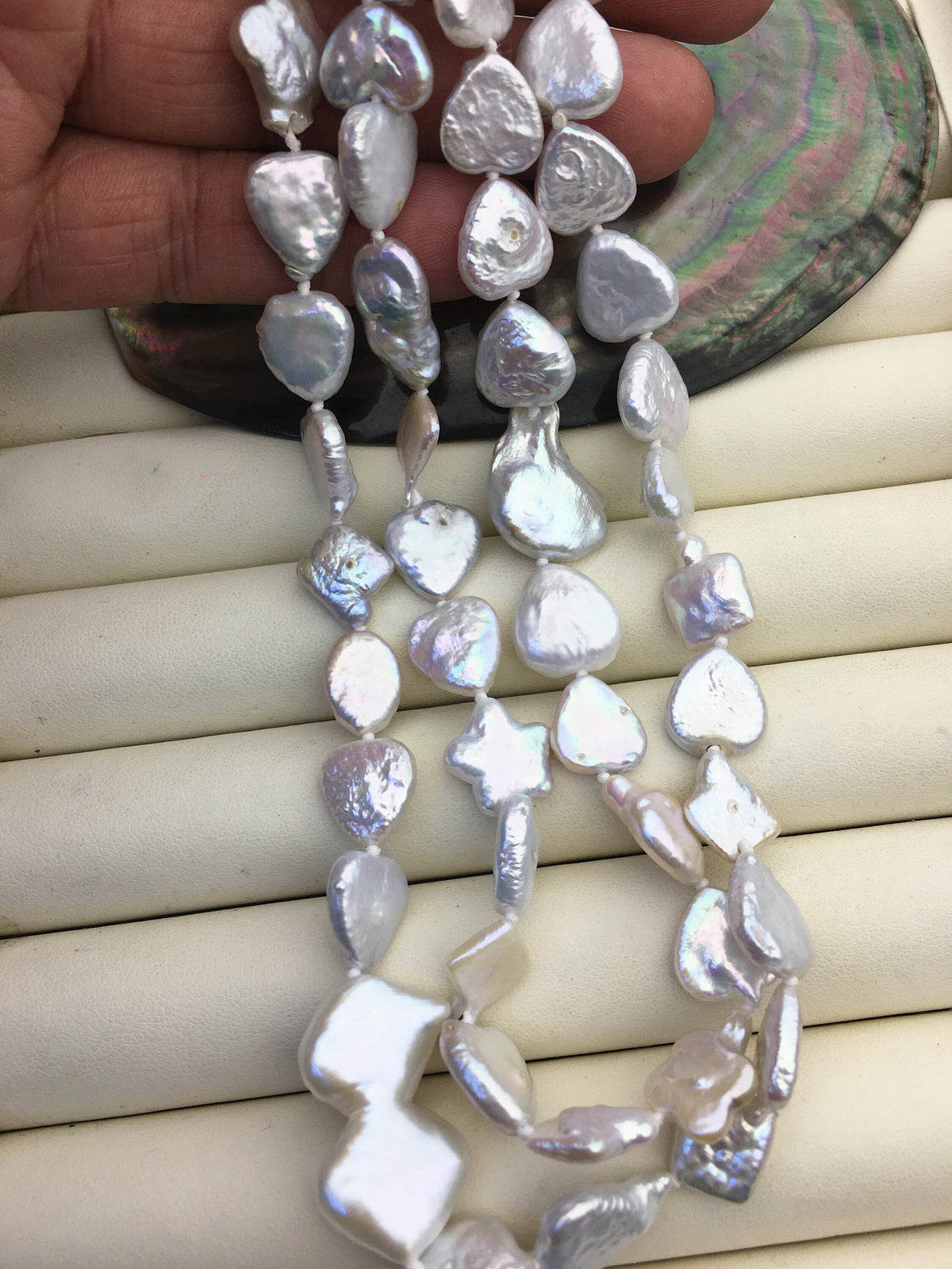 30‘’ 9-13mm AA+ white mix shape baroque freshwater pearl necklace,NPN1-T23