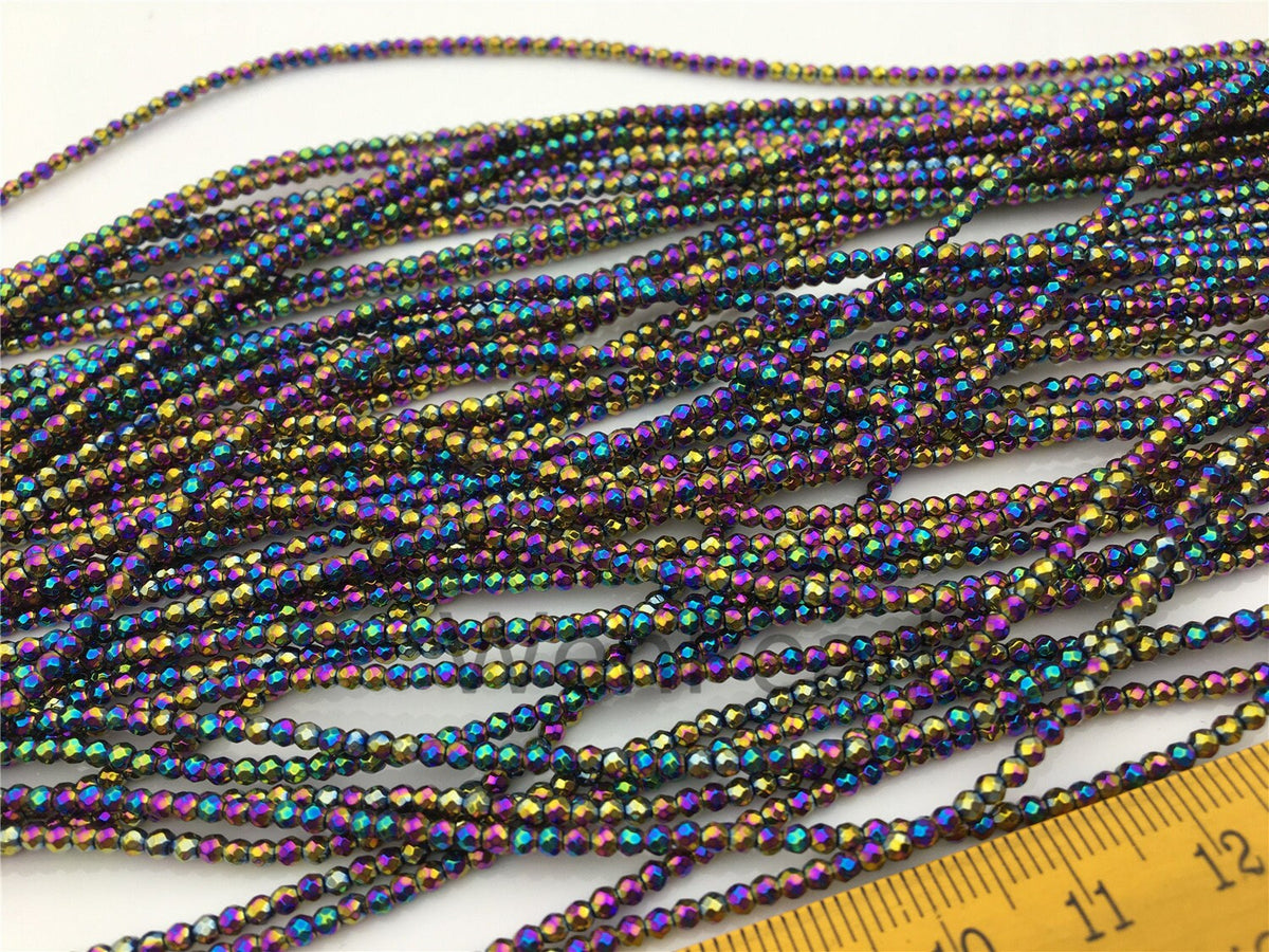 Hematite Lavender Rainbow ,2mm Round Beads,AAA, 200pcs,15.5 inches,G50-R2-009