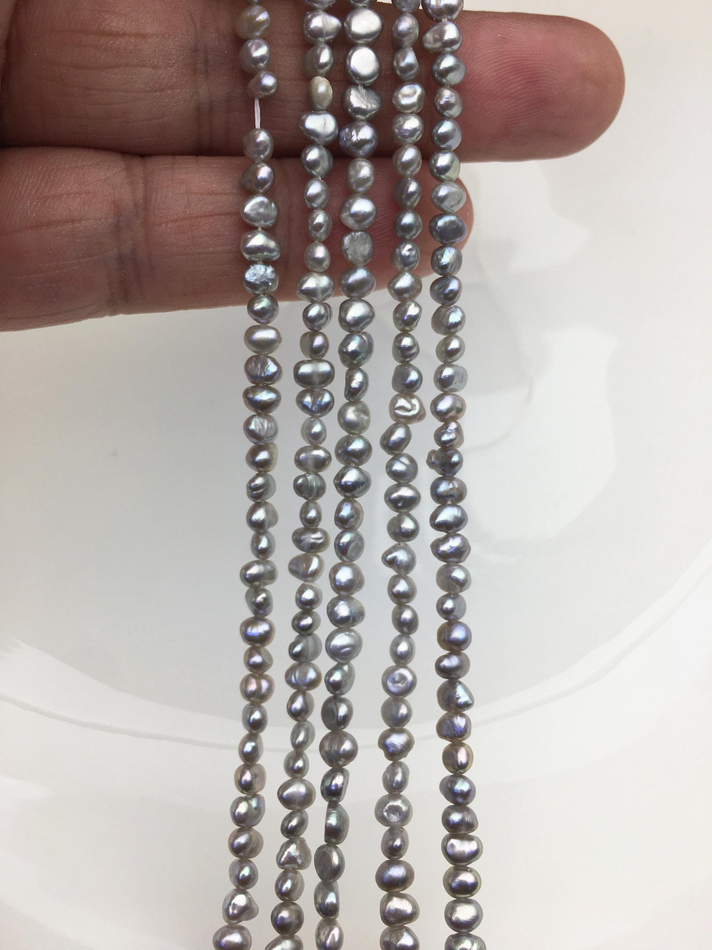 2 strands AA+ 3-4mm gray nugget seed pearls,irregular nugget freshwater pearl strand,cheap price,pearl factory china,LM3-2A-20