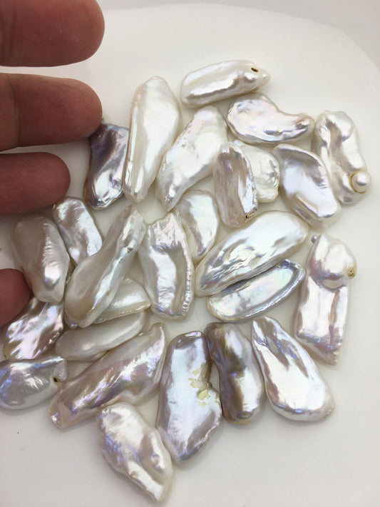 26pcs AA 12-17mm big white biwa keshi Freshwater Pearls, no hole,ZS-80-1-1