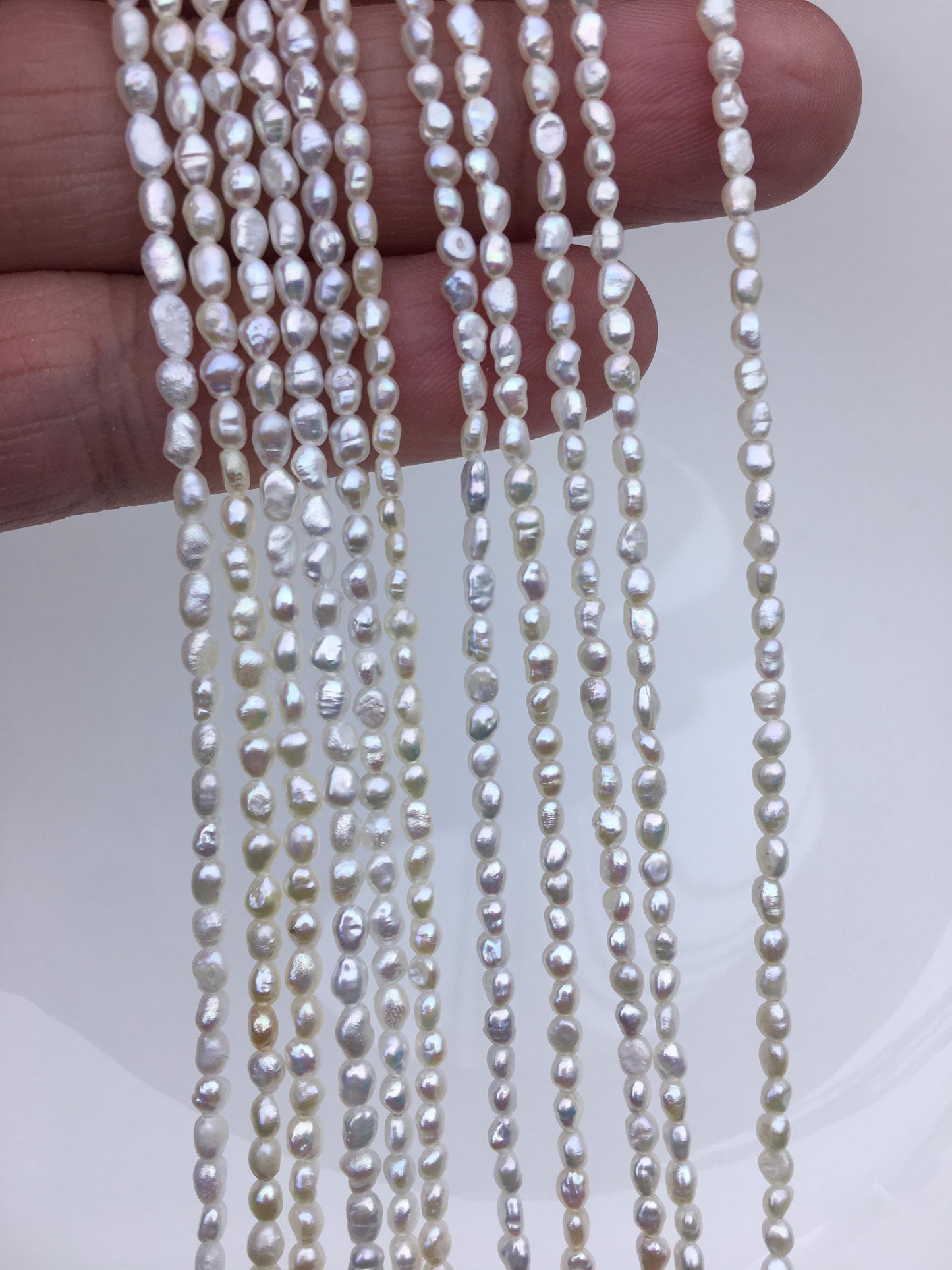 AA 2.5-3mm white nugget seed pearls,irregular nugget freshwater pearl strand,cheap price,pearl factory china,LM2-T3