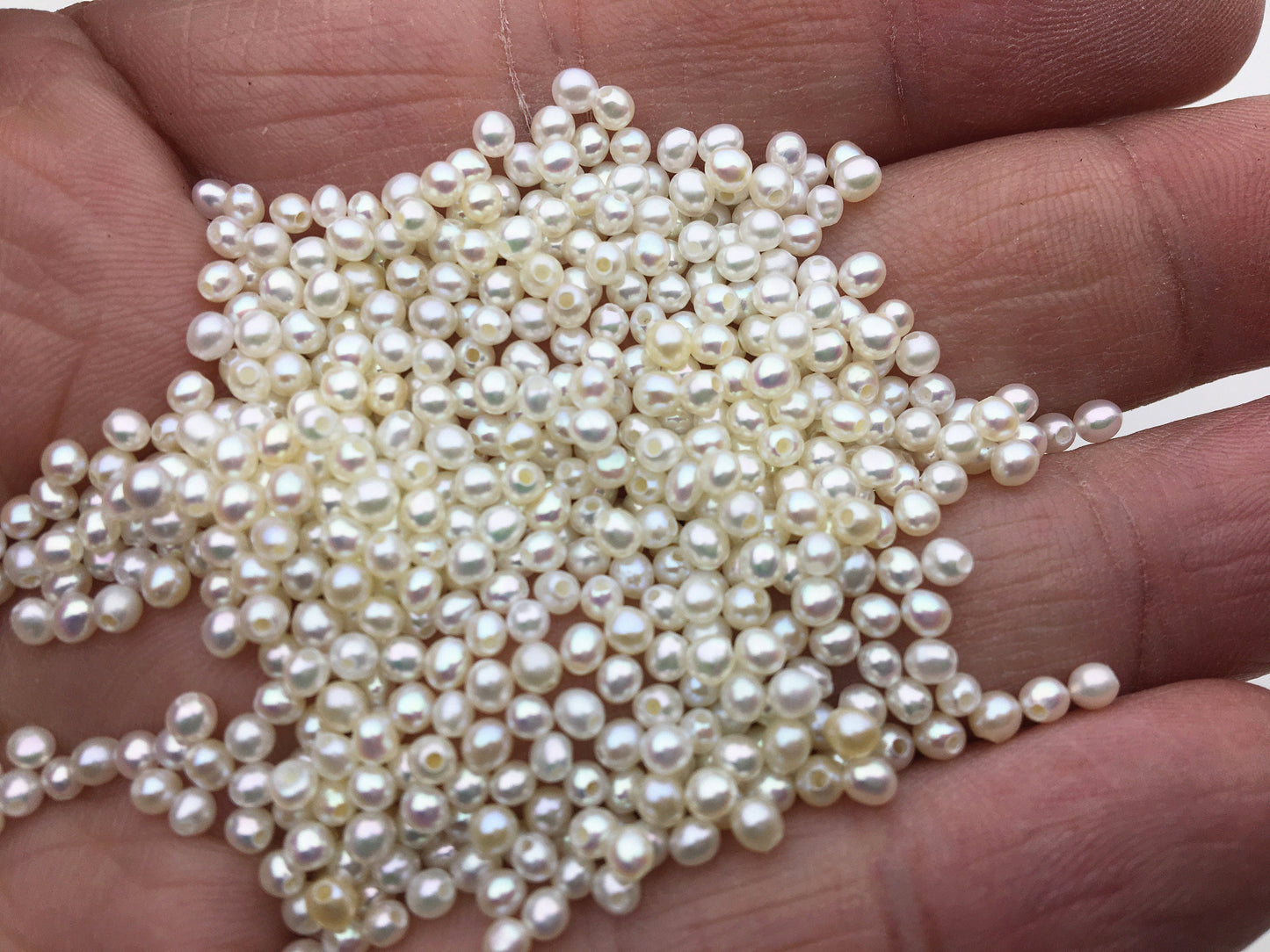 30pcs AAA 2.5-2.7mm Oval near round freshwater seed pearls,0.8mm half hole,RP2-T7