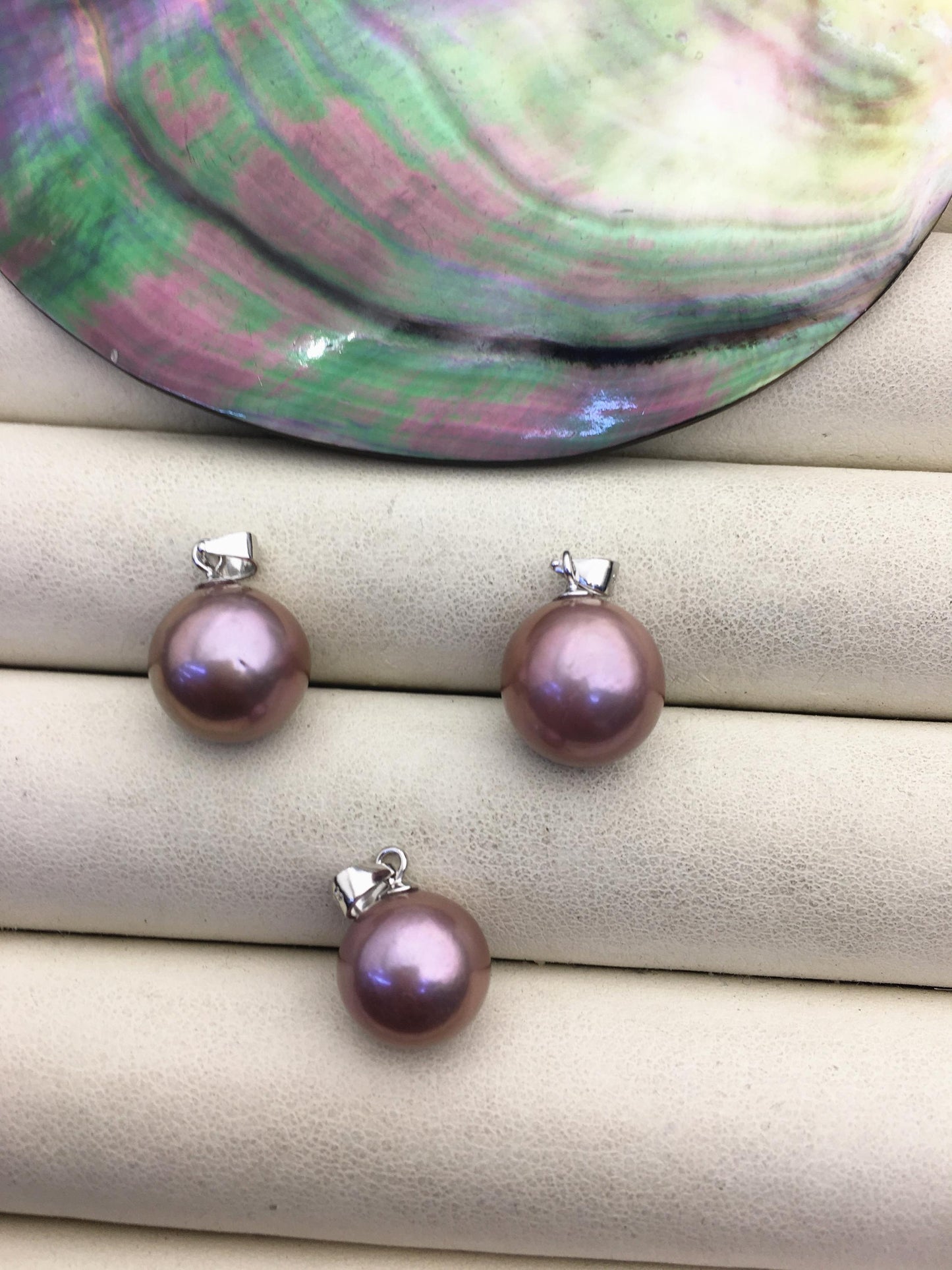 1pc AAA 11-12mm purple round freshwater pearl pendant,- NC1-044