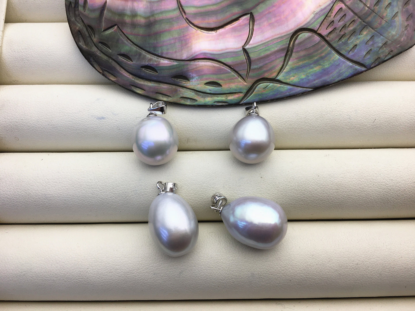 Rare!1pc AAA 12.5-13.5mm gray short/long rice pearl pendant , Oval Rice Pearl necklace- NC1-T14