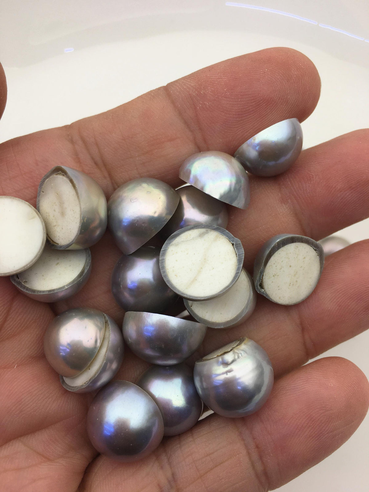 39pcs AA+ 13-16mm gray Baroque half ball cut Freshwater Pearls,no hole,MB-T4