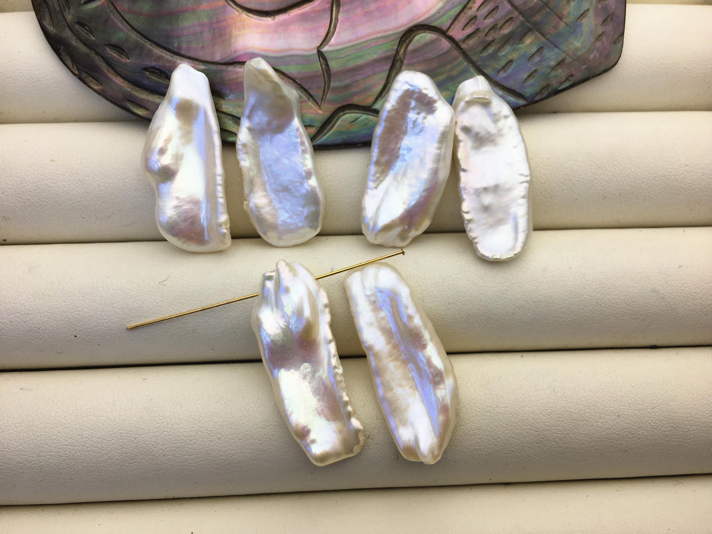 2 pairs AA+ 12-14mm Big White keshi pearls Pair,top side through hole,for make dangle earrings,baroque pearl,loose pearl beads,ZS-127-36-15