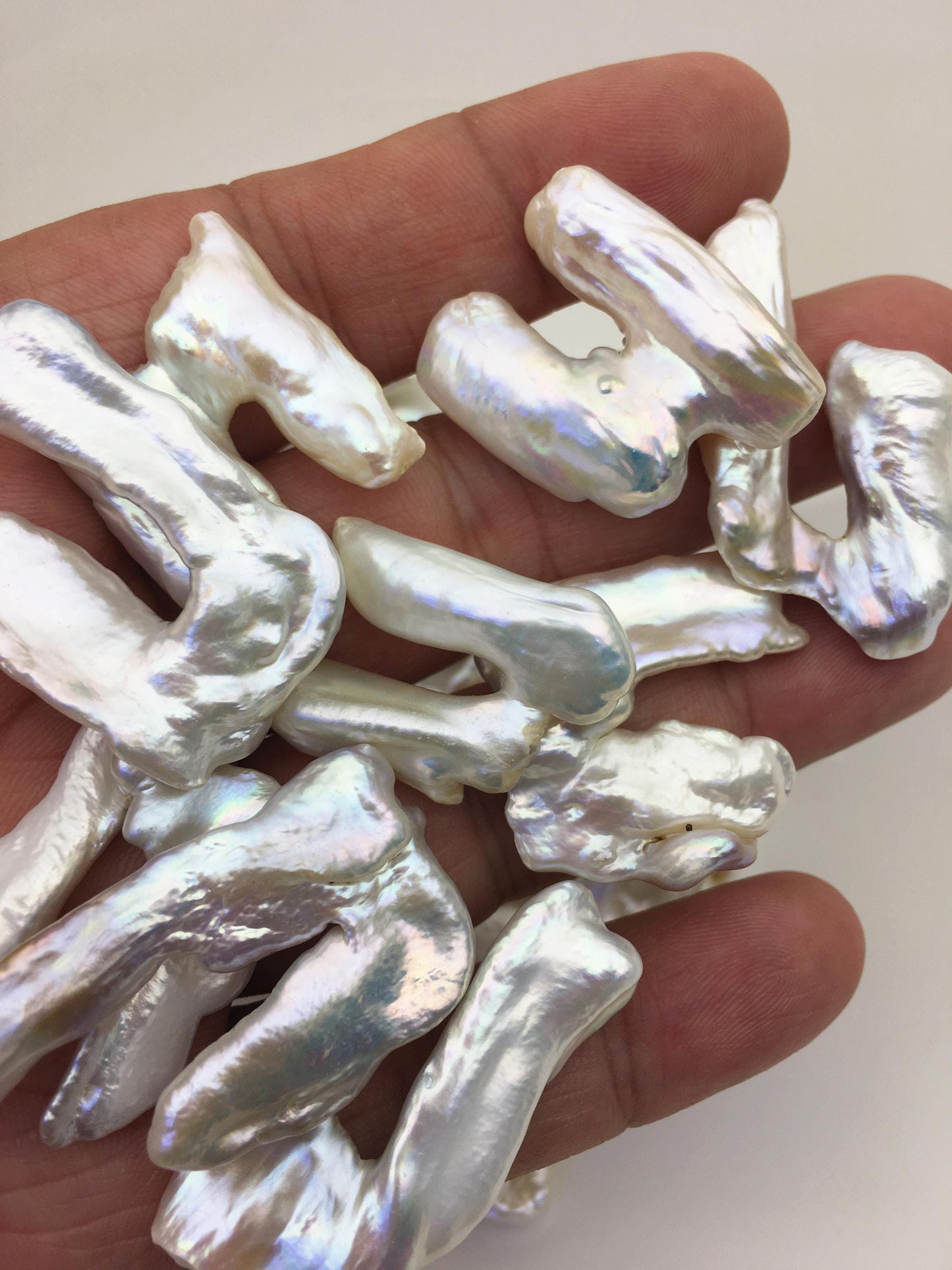 20pcs A+ 19-21mm white biwa keshi Freshwater Pearls, no hole,ZS-80-1-14