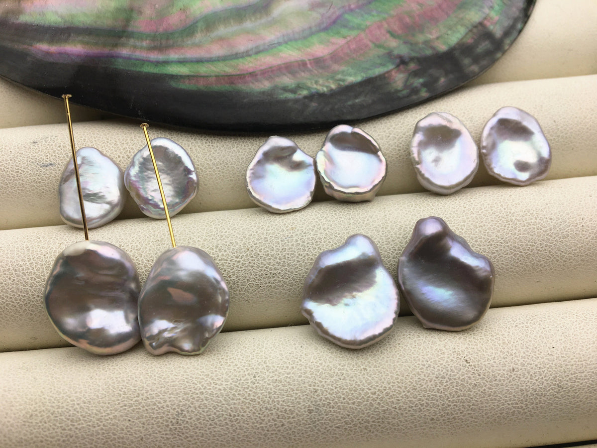 1 pair AAA 10-18mm gray long keshi pearls Pair,for make dangle earrings,baroque pearl,loose pearl beads,very high luster,ZS-127-62-14