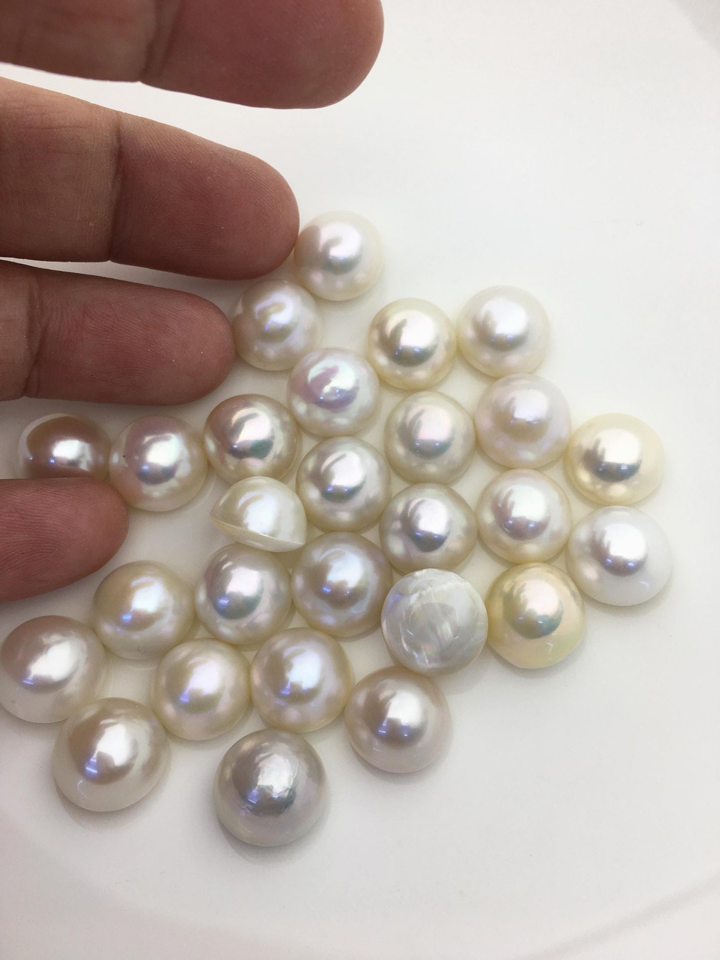 13pcs AAA 12-13mm white Baroque Mabe Freshwater Pearls,no hole,MB-T67