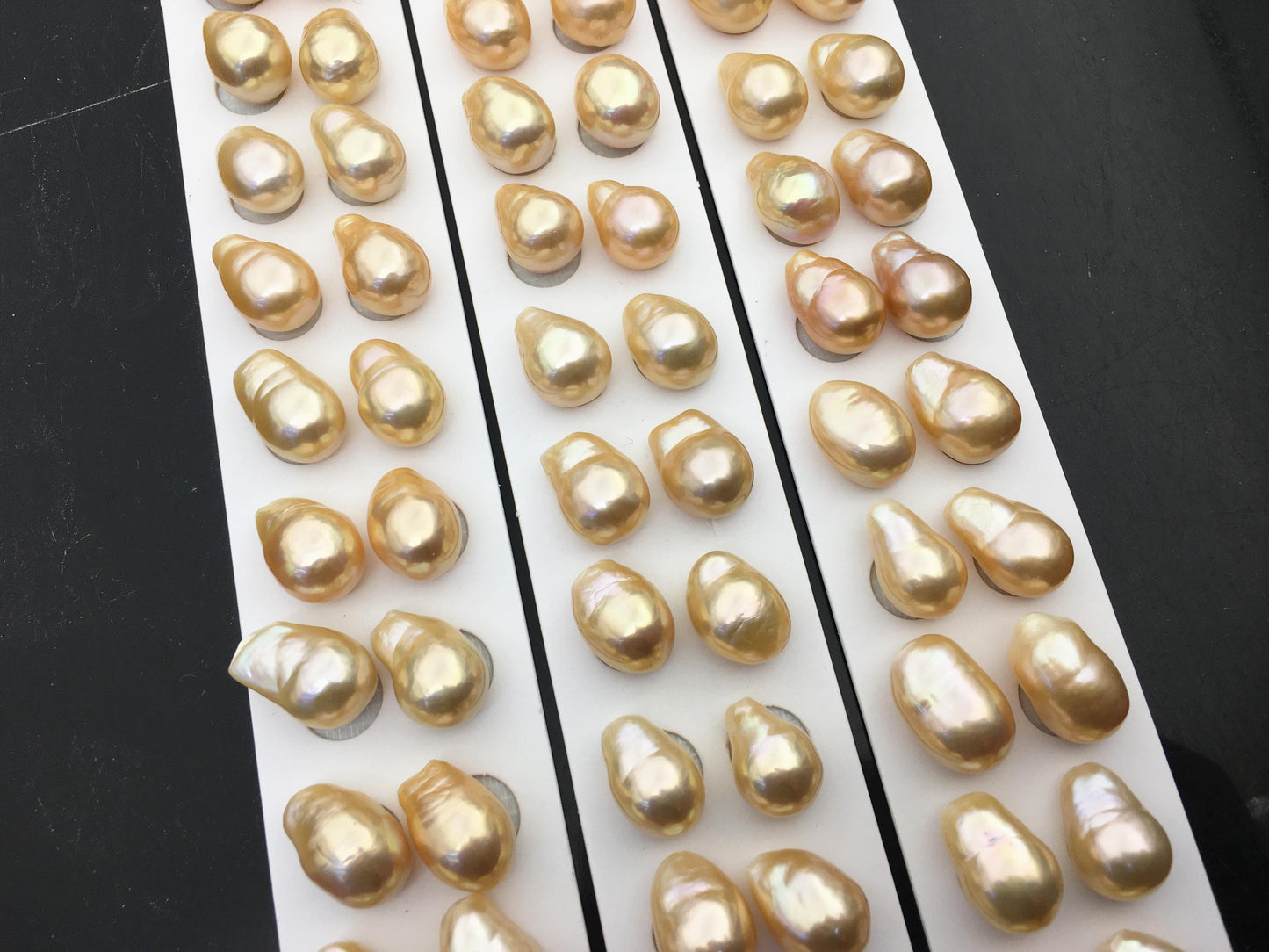 10pairs AAA 11-12mm Natural Orange Rainbow Long baroque drop edison freshwater pearl Pair,top half hole,ED11-3A-2-9