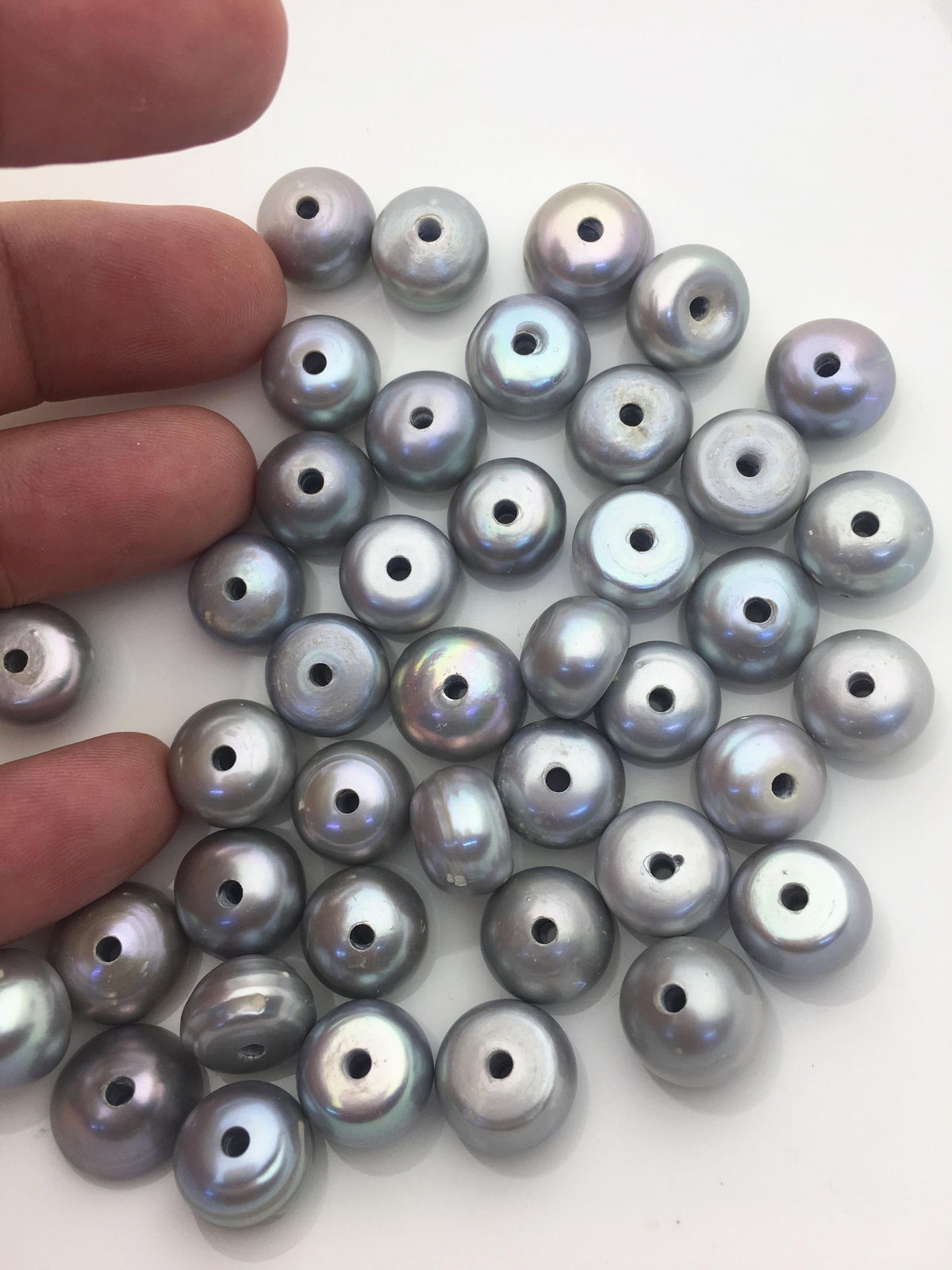 20pcs AA 12-14mm Gray button freshwater pearls,2.2mm large hole,Rondelle pearl Beads,loose pearl,DIY material,SM12-T1