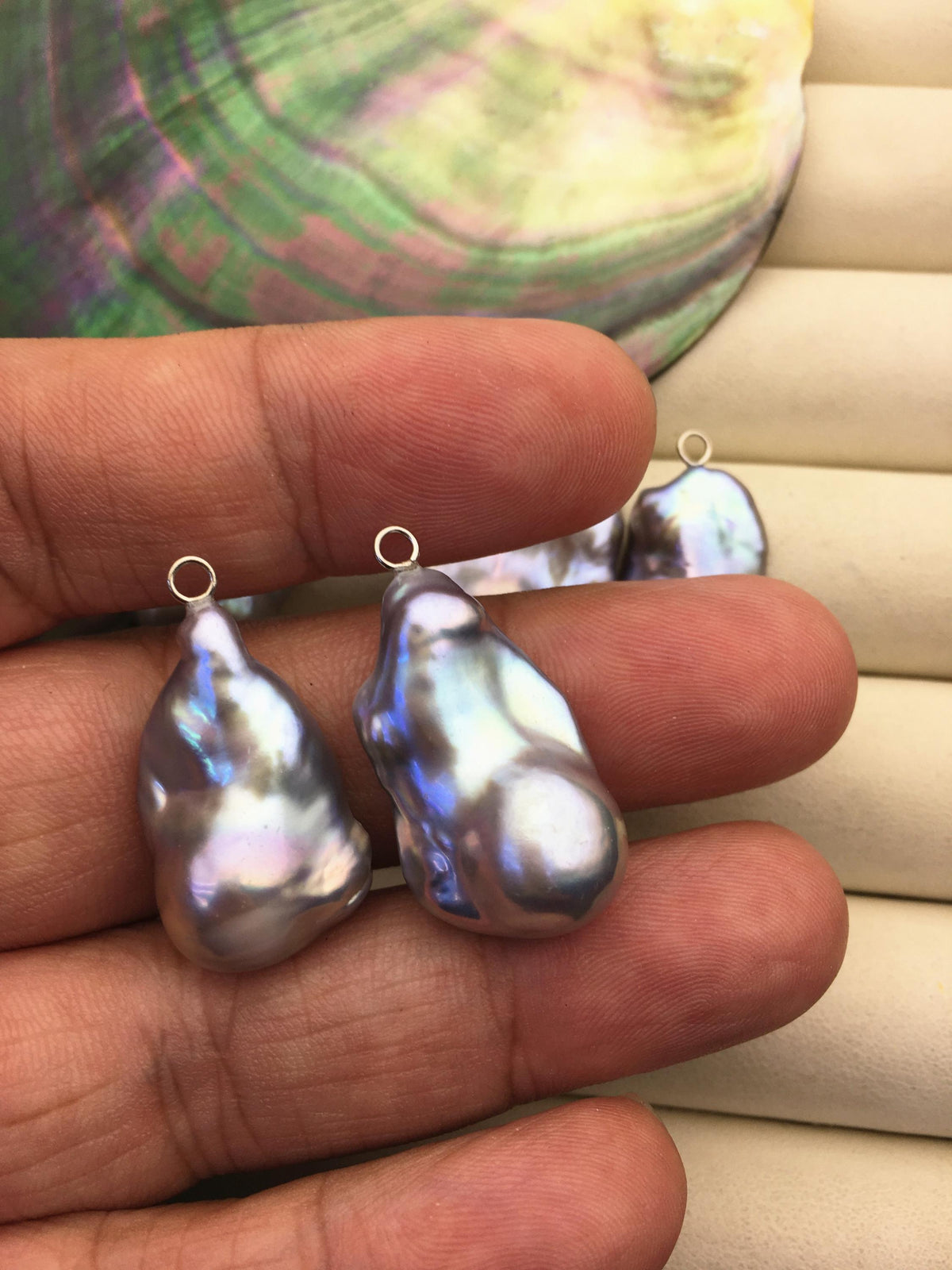 2 pairs AAA 13-17mm Gray Flameball Pearl Pairs - large Baroque freshwater pearl pairs,FL15-3A-12