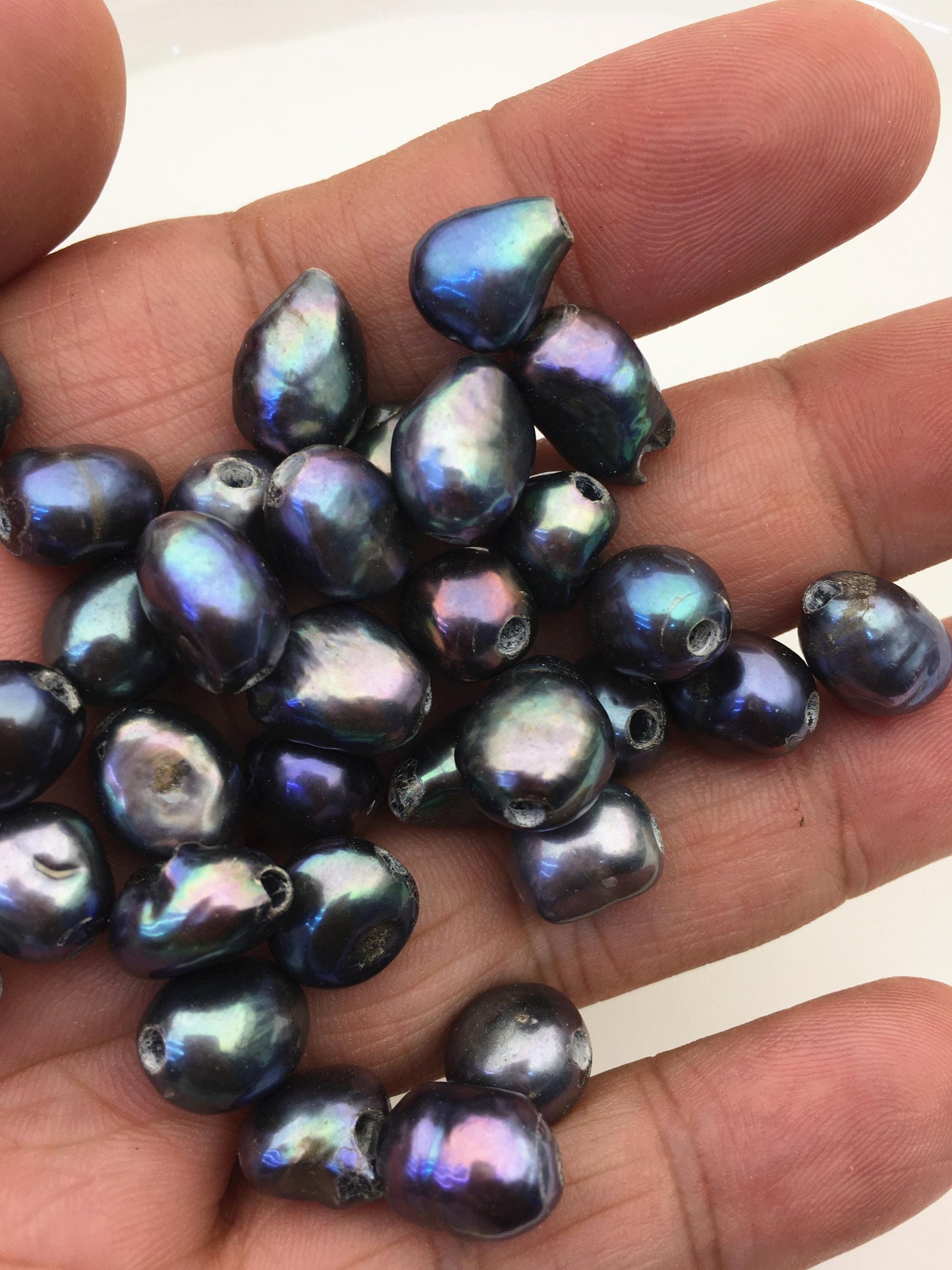 25pcs 9.3-10.3mm deep blue black nugget freshwater pearls,2.2mm large hole,diy pearl beads,Irregular Beads for Pearl Necklace,LM10-T5
