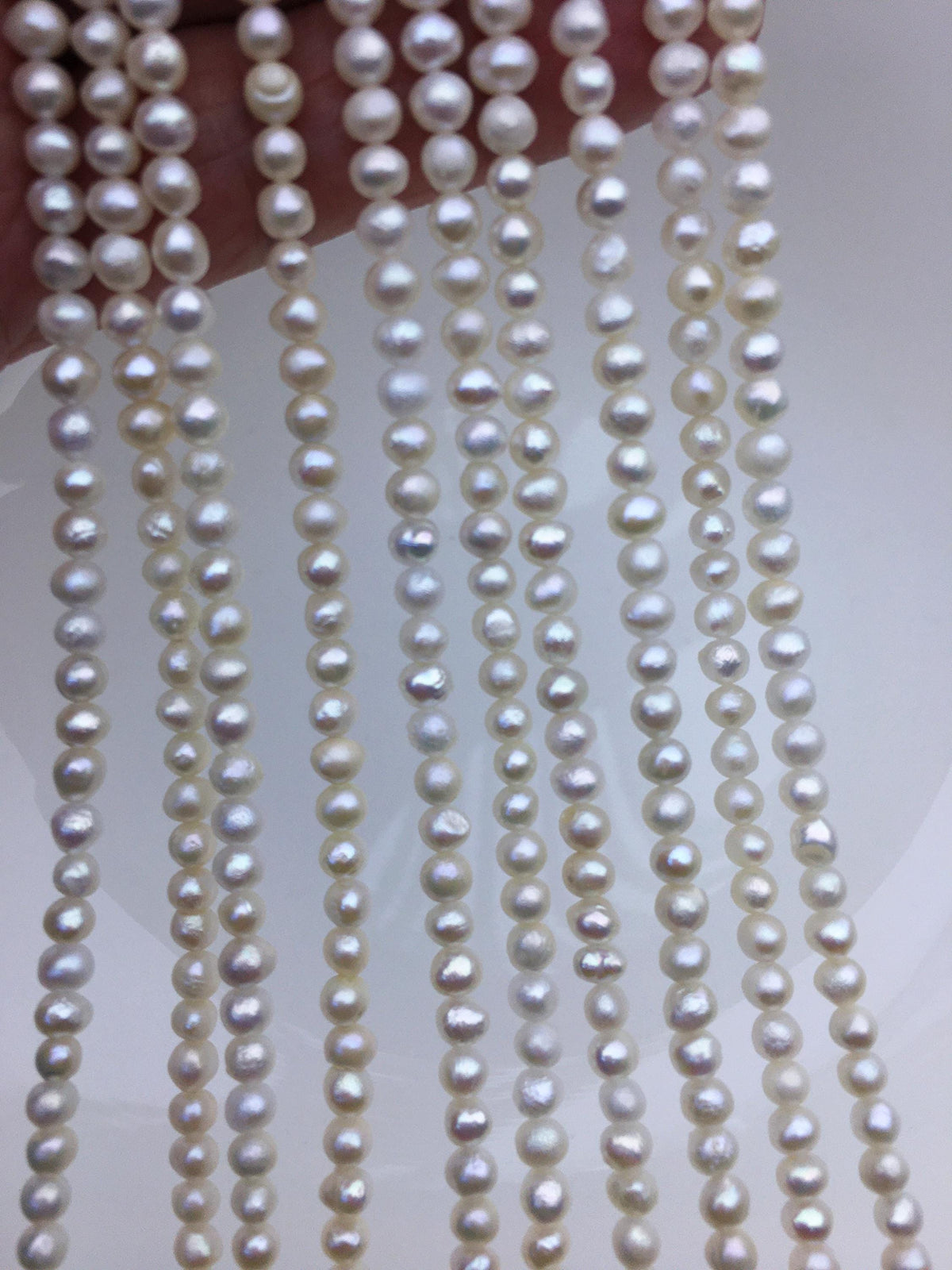 AA 4-4.5mm white thick skin near round potato freshwater pearls,white round pearl,full strand,round pearl strands,pearl wholesale,RP4-T2