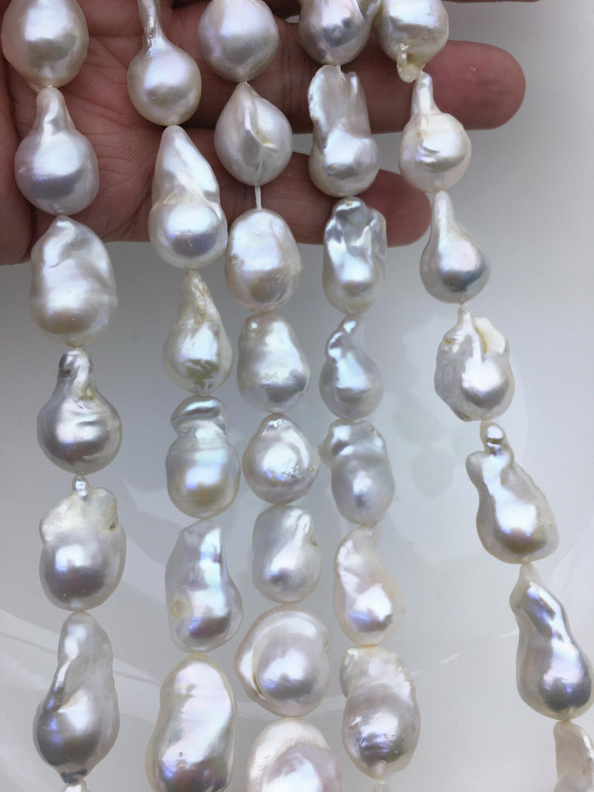 15.5'' A+ 13-16mm white flame ball pearl,FL15-2A-5-94