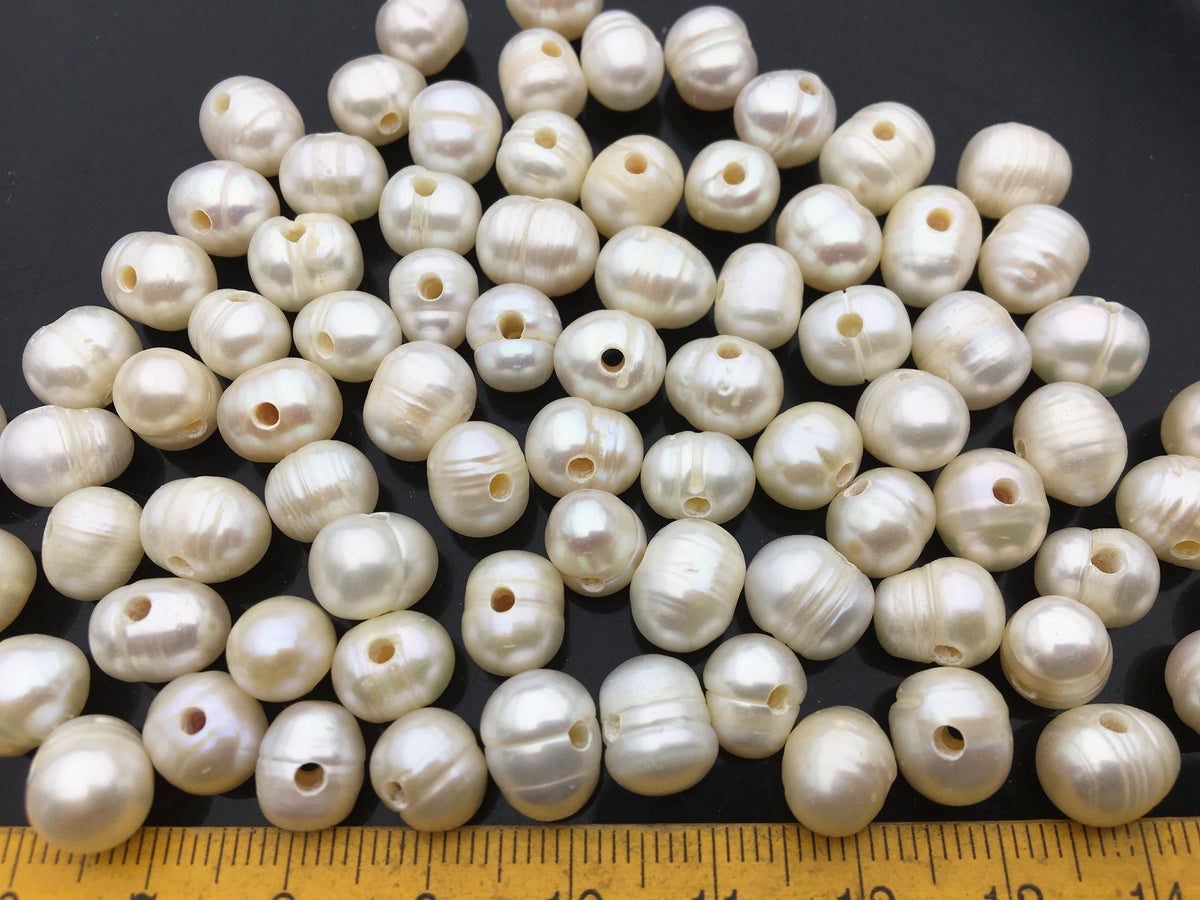 30pcs AA 8-9mm white 1.6mm large hole potato freshwater pearls,CR8-2A-8
