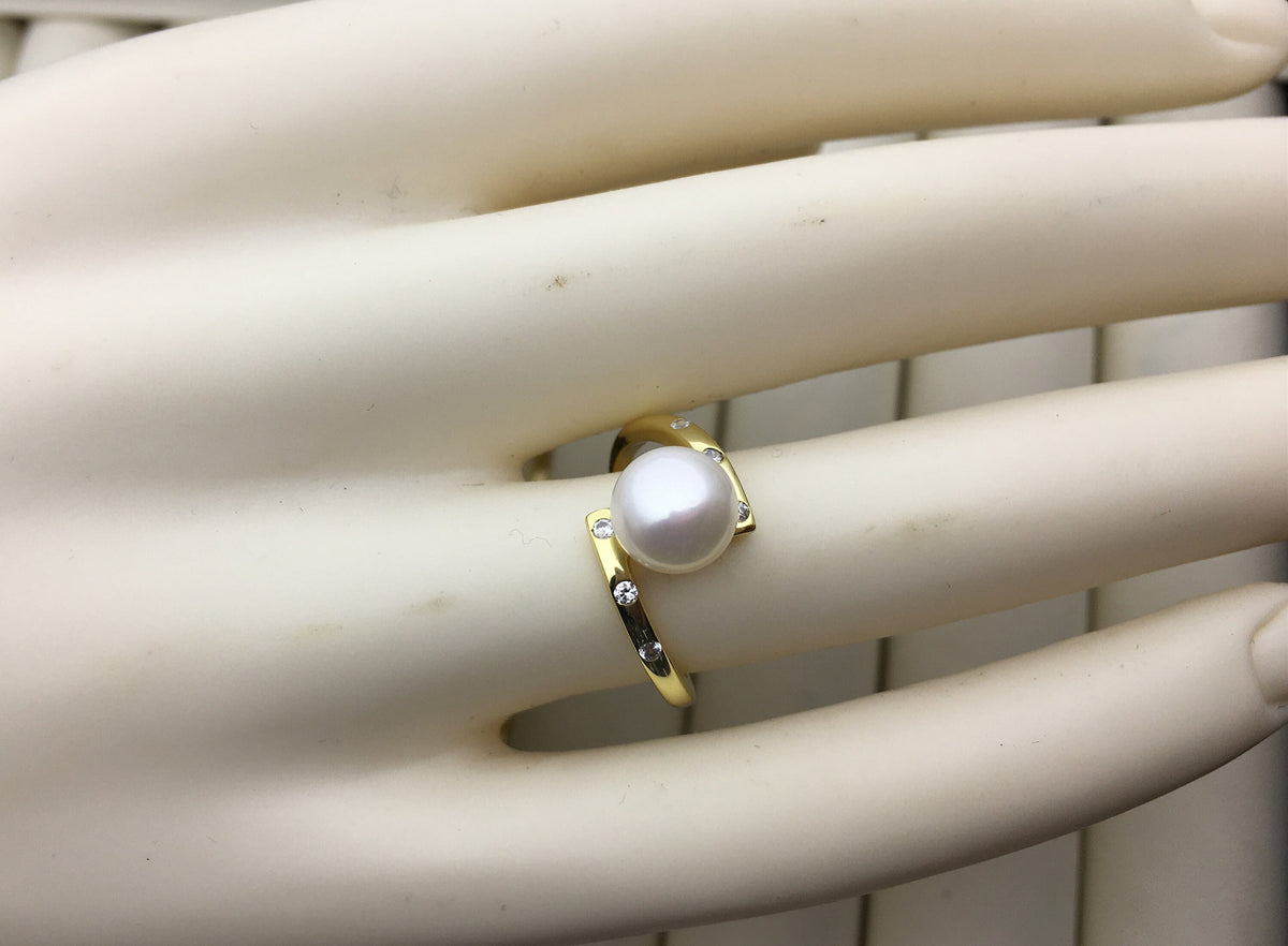 1pc AAA white Pearl Genuine Sterling silver ring,Silver Gold wedding rings for women,sterling silver 925 open ring jewellery,R1-007