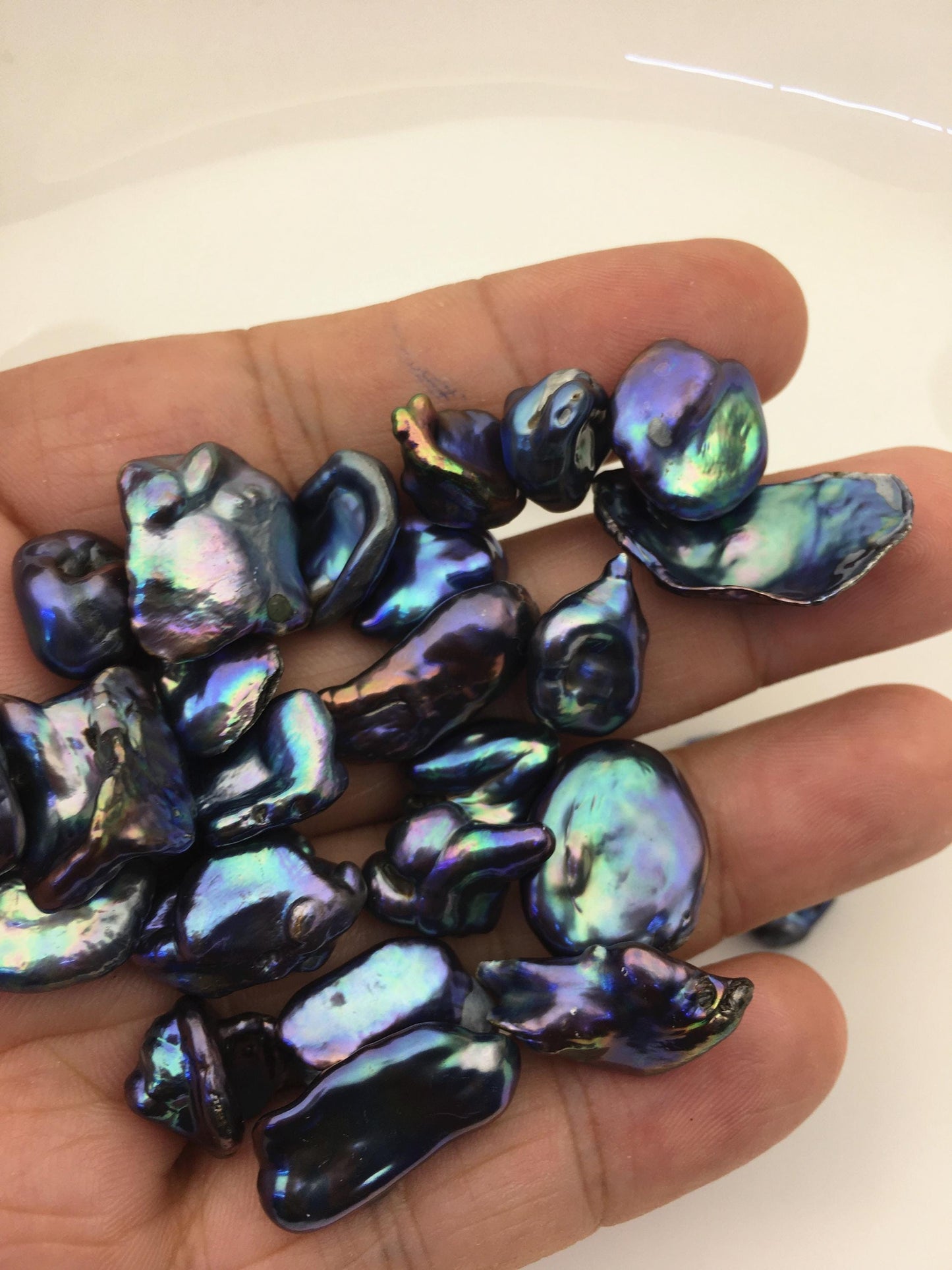 40pcs AA+ 10-15mm black blue green baroque freshwater pearls, no hole,ZS-T41