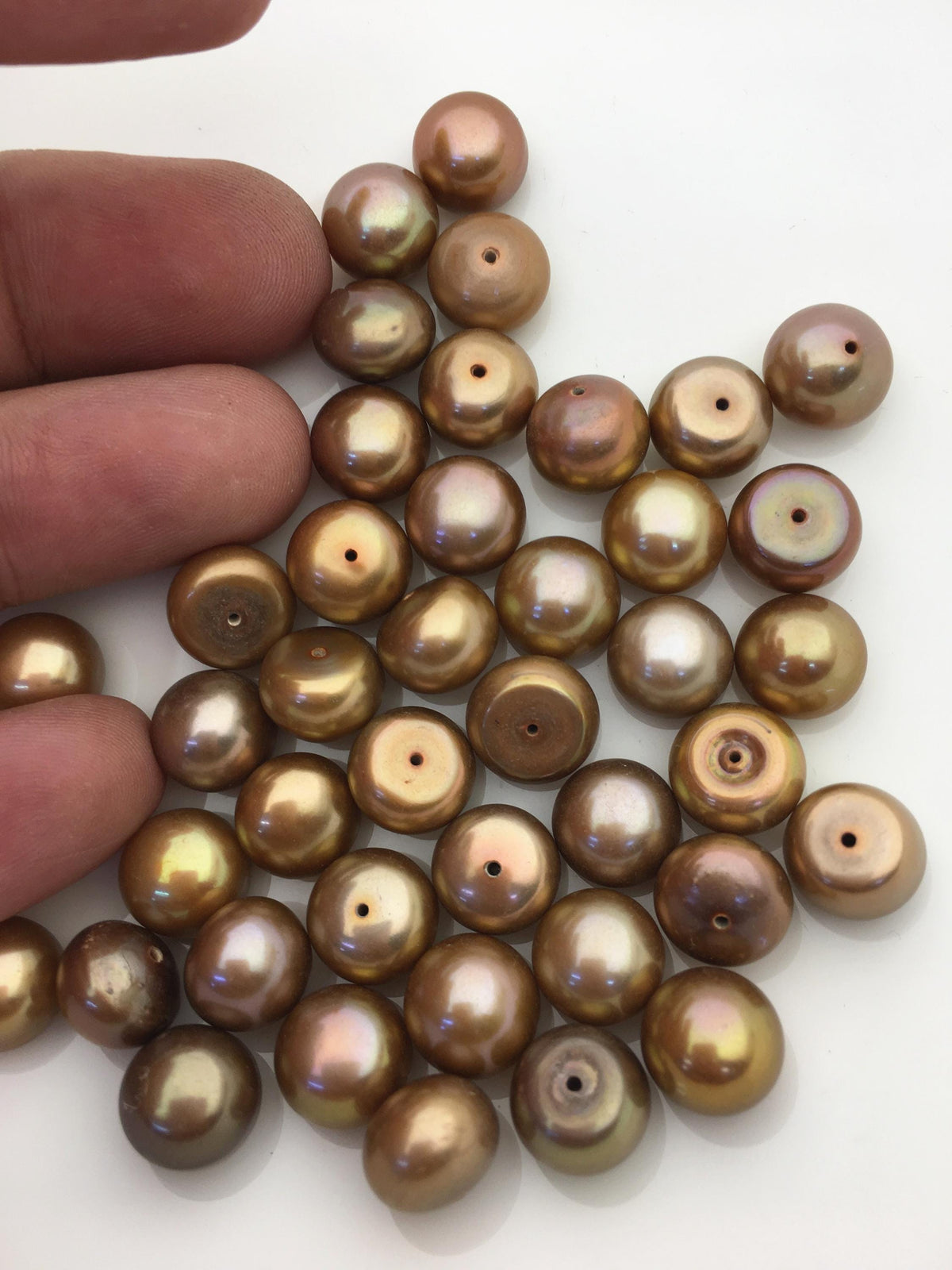 20pcs AAA 10-11mm Brown button round freshwater loose pearl,half drilled,BTN10-T4