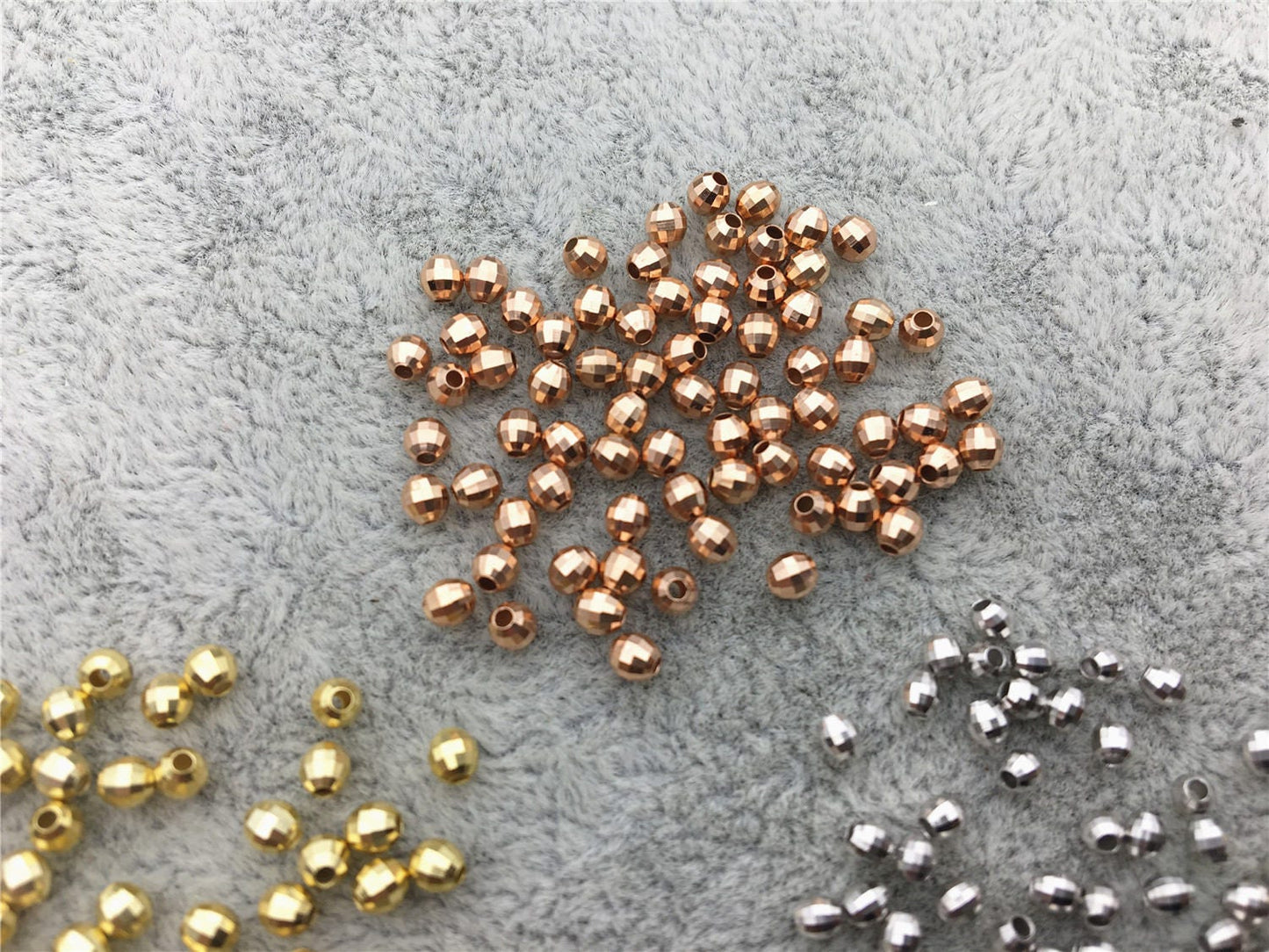 10pcs S925 sterling silver Yellow/Rose/White 2.5mm/3mm Gold Handmade Bali Style Faceted Round Beads, S925 Beads,Spacer Beads,ASL-BL-1