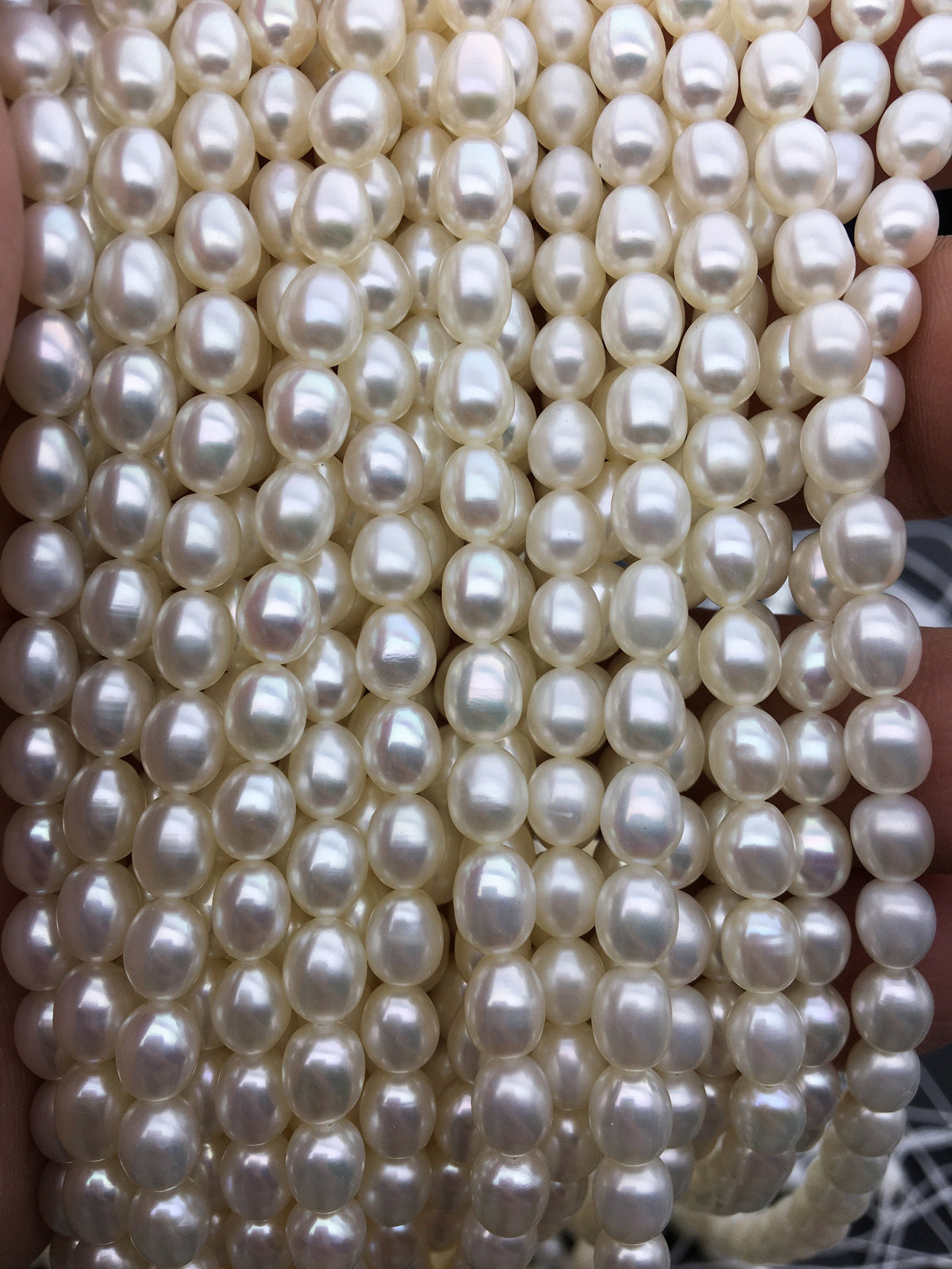 AAA 5.5-6mm*6.3-7.3mm white oval freshwater pearls,high quality,white rice pearl,Full Strand,Freshwater Pearl Rice Beads,LR5-3A-51