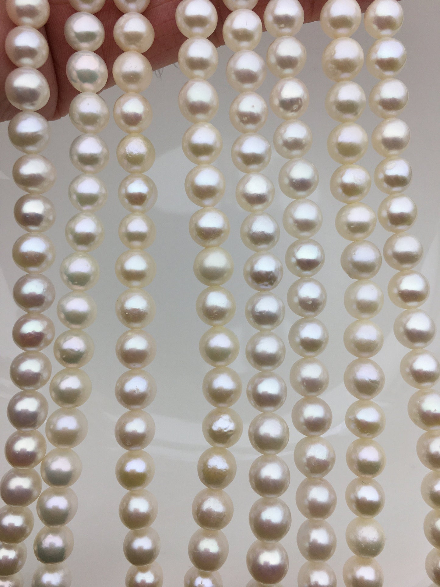 AA+ 6.4-7.3mm white round freshwater chinese pearls,RP7-2AY-BDa-1
