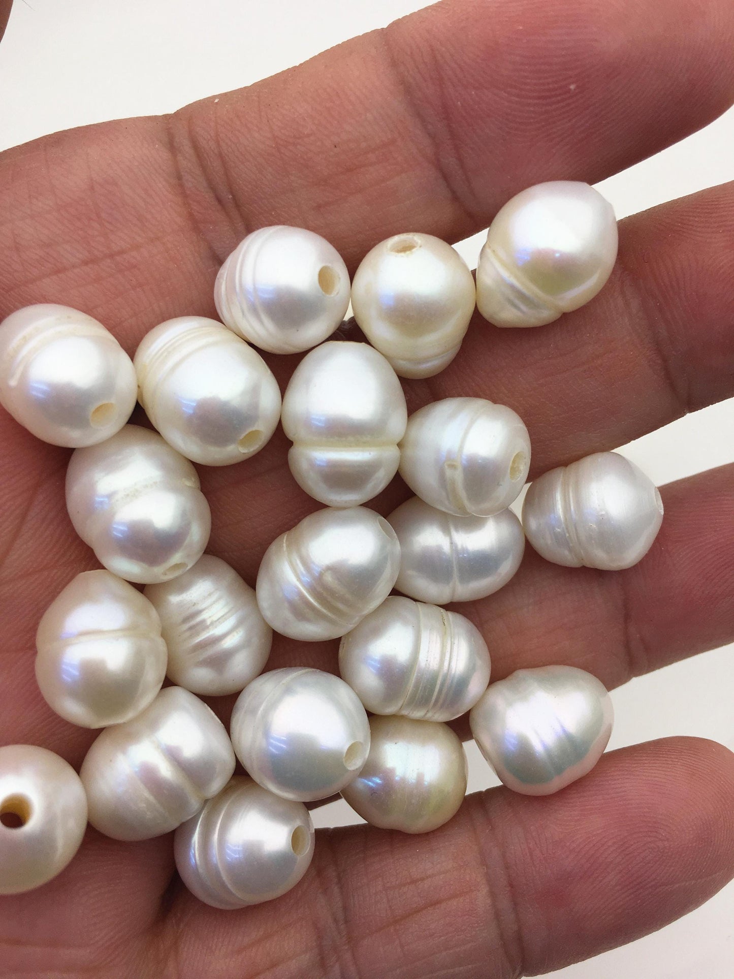 30pcs AA+ 10.2-11.2mm white rice freshwater pearls,2.2mm large hole,LR11-2A-1