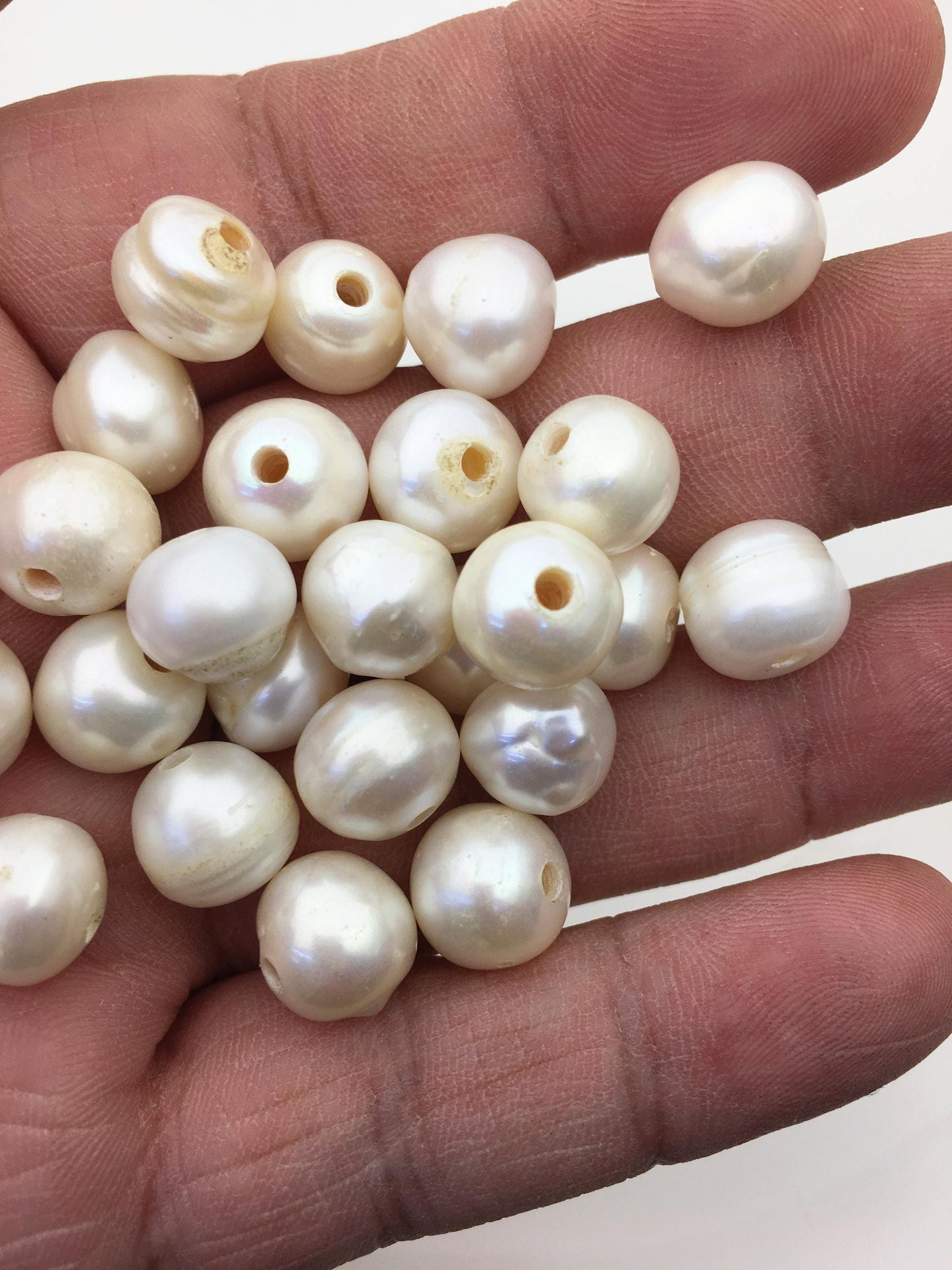 20pcs AA 10.4-11.4mm white Rondelle freshwater pearls,2.2mm large hole,SM11-2A-4