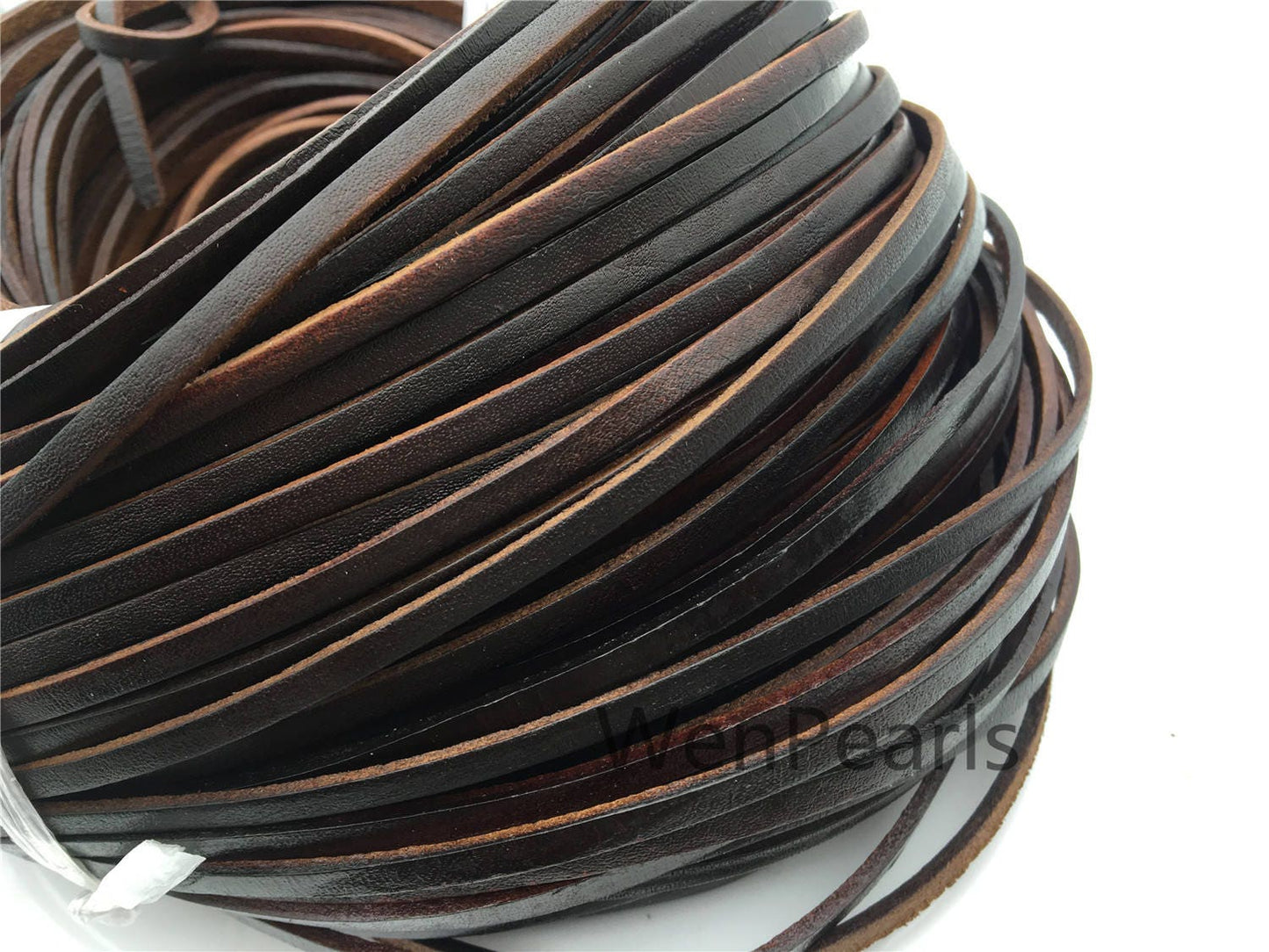 4mmx2mm Flat Deep Natural Color Leather Cord,Select Length,Wholesale Jewelry Supplies,Distressed Matte Finish,LC4-014