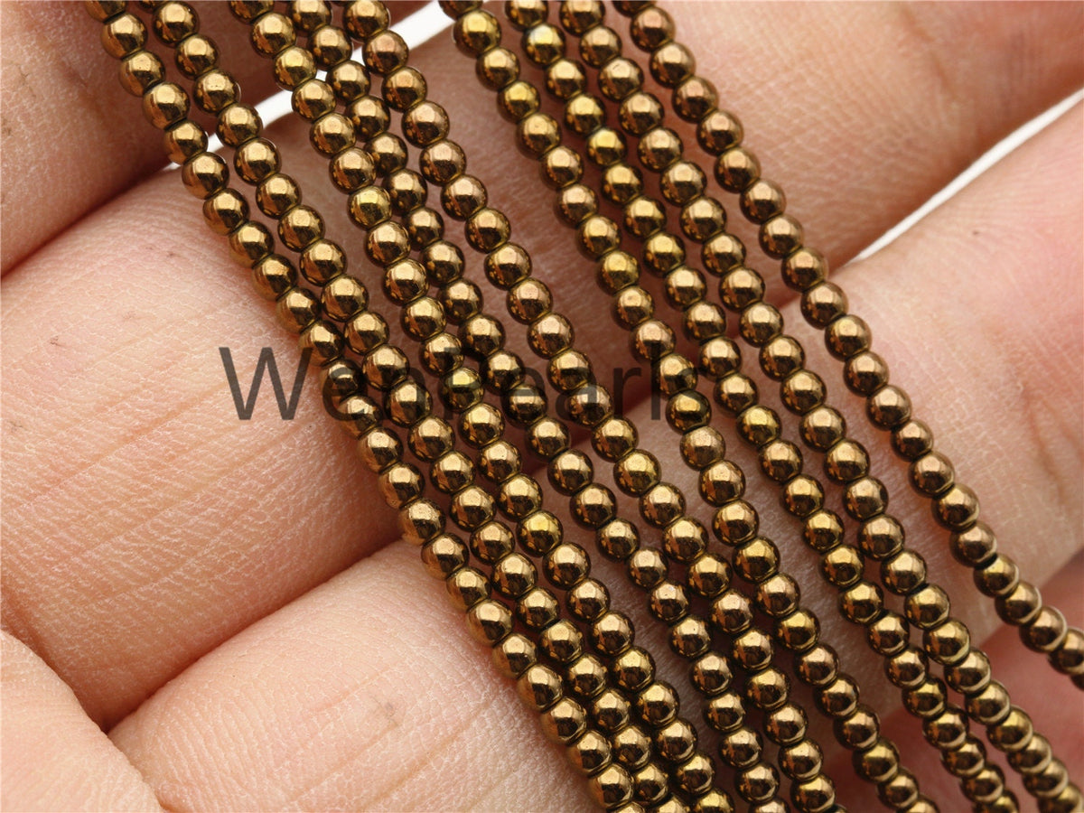 Hematite Brown,2mm Smooth Round beads, 2mm Bronze beads,AAA,180 beads,15.5 inches,G50-R2-006