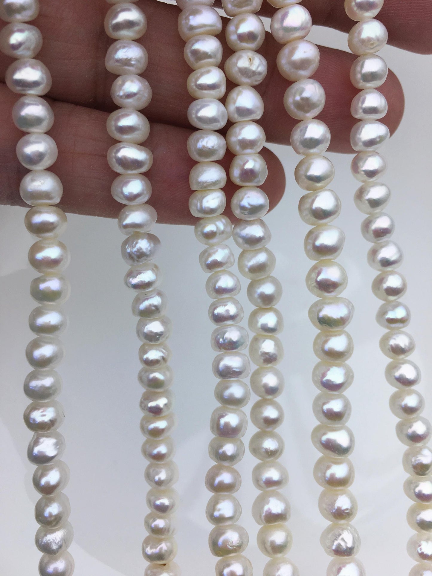 AA+ 5.5-6.5mm Thick Skin white button pearls,Rondelle pearl Beads,loose strands,SM6-T13