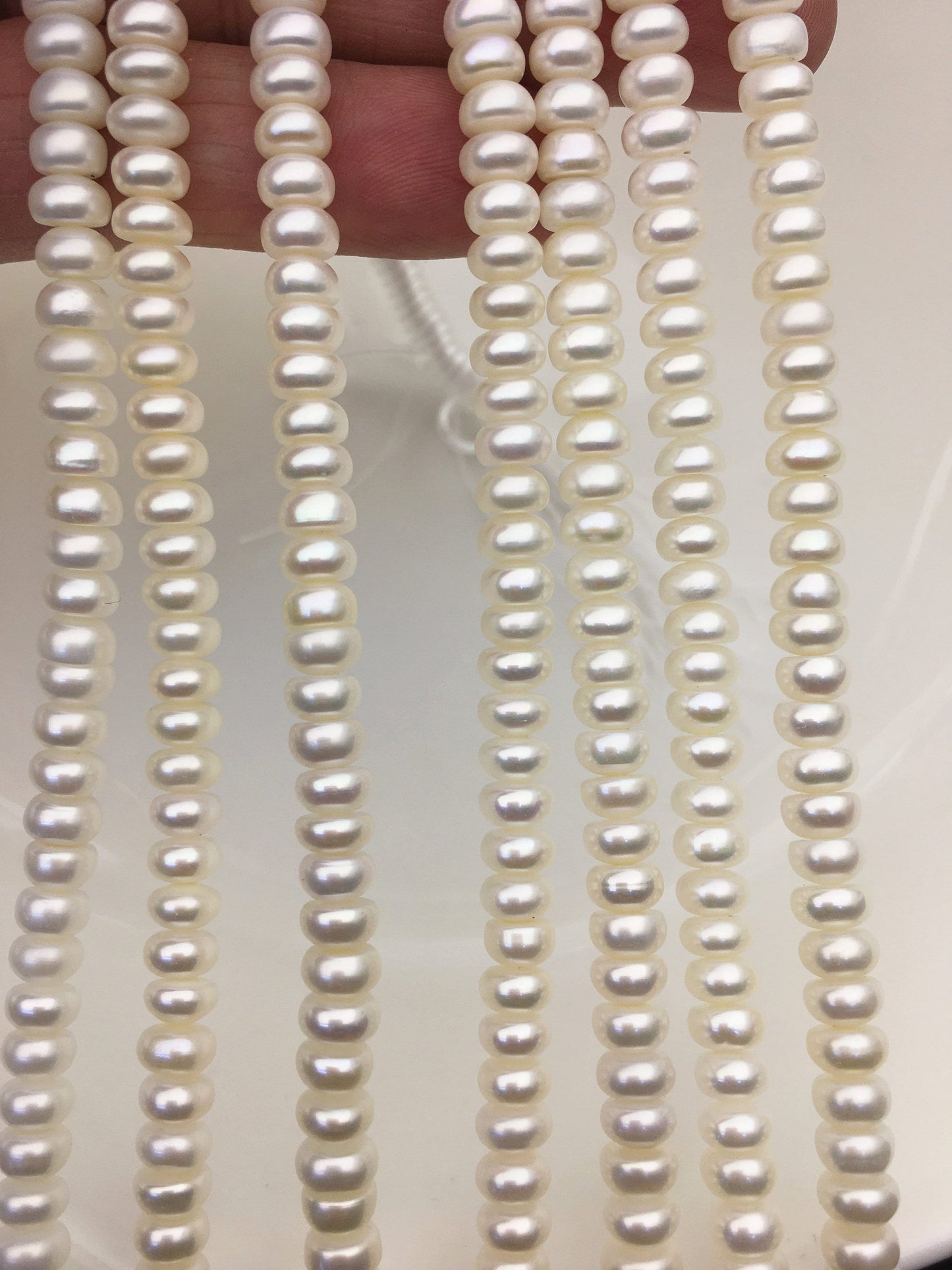 AAA 6-6.5mm white button round pearls,6mm white Rondelle pearl Beads,SM6-3A-1