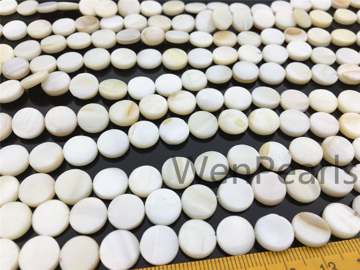 10mm Natural Mother of Pearl shell coin beads full strand,White shell,Ivory shell,GSHE-C-004