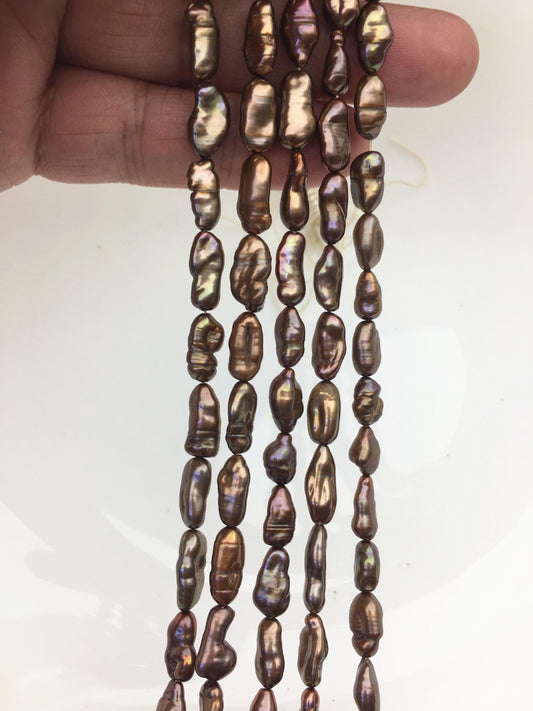 AA+ 6-7mm red brown toothpick Biwa Pearl Necklace,Genuine Fresh Water Pearl,Wedding Necklace,Mothers Day,ZS-80-10-29