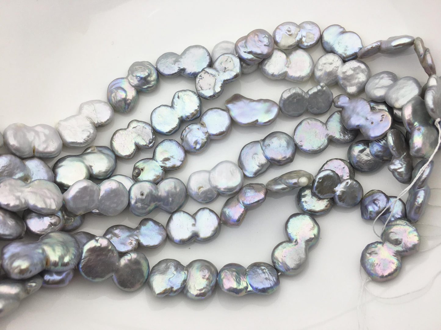 16'' AA+ 12-15mm Gray Big Coin freshwater pearls,diy bead,flat round pearl bead,COIN12-2A-2-5