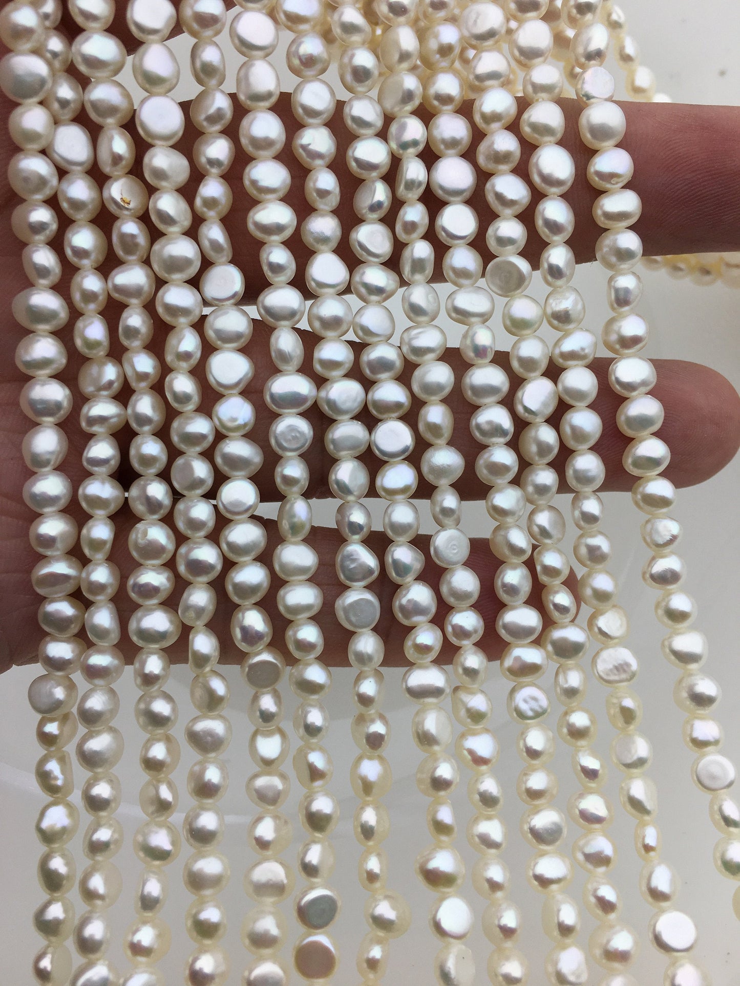 AAA+ 4.5-5.5x5-6mm Tiny white nugget freshwater pearls,irregular nugget freshwater pearl strand,LM4-3A-2