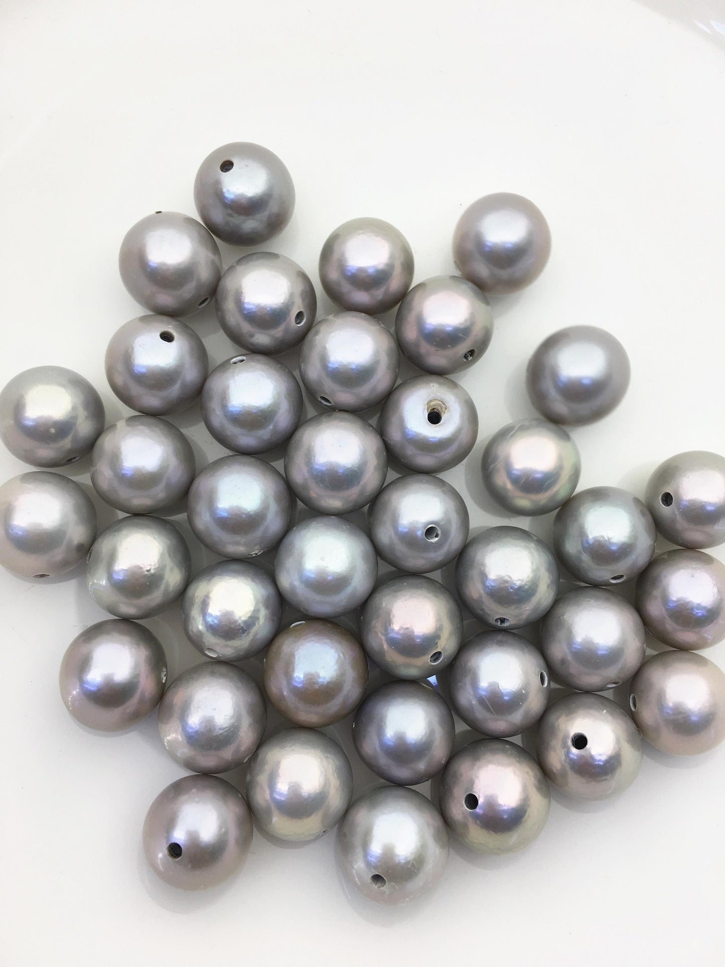 6pcs AA+ 13-14mm Gray Round edison freshwater pearl,1.8mm large hole,RP13-T3