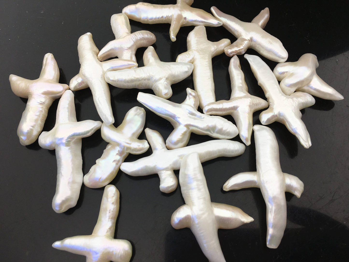 1pc AAA 25-30x35-50mm Thick Freshwater Pearl Loose Pearl Bead White Cross Pearl Loose Bead,Select hole type,ZS-100-2
