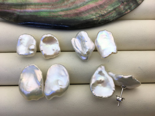 Rare!AAA 10/11/12/13/14/15mm BIG white Natural Long keshi Freshwater Pearl Stud Earrings,Stud Earrings for Women Girls,SE3-062