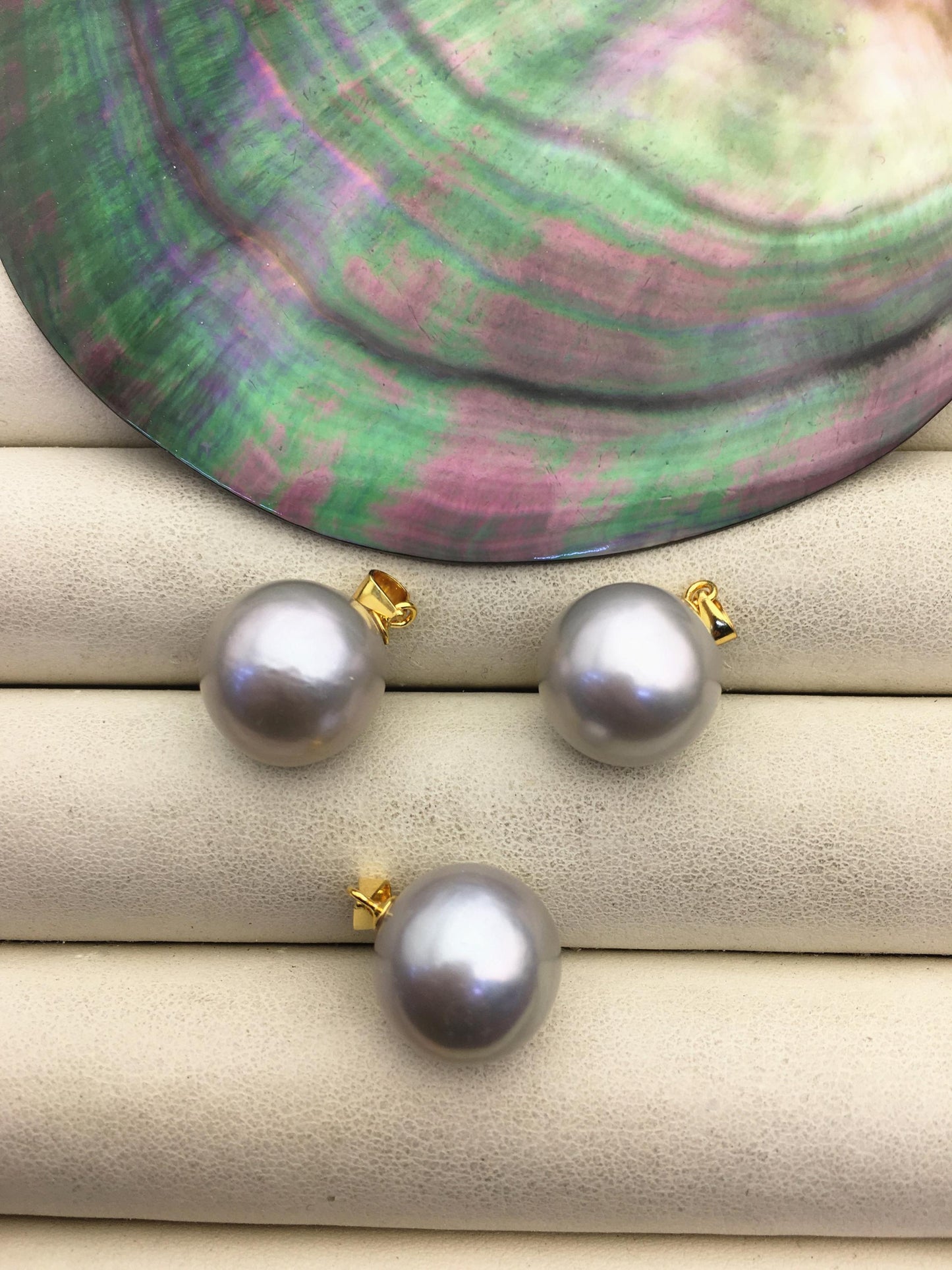 1pc AAA- 13-14mm big gray round freshwater pearl pendant,- NC1-027-1
