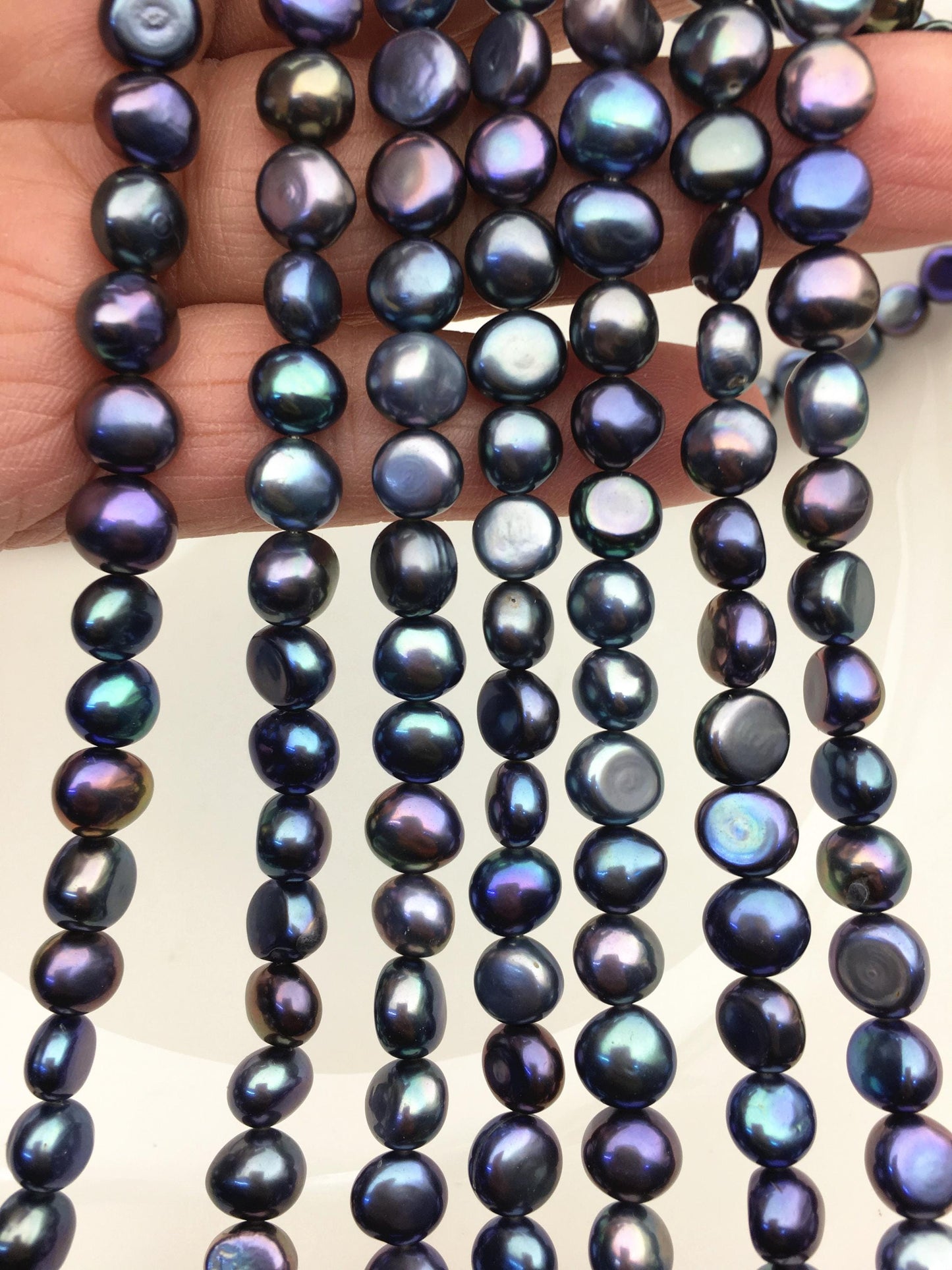 AAA 7-8mm blue black nugget freshwater pearls,irregular nugget freshwater pearl strand,LM7-T11