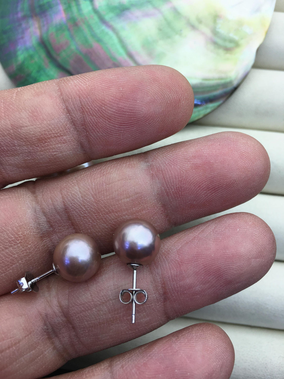 1 pair AAA- 9-10mm purple round edison pearl stud earrings,S925 Sterling Sliver stud earrings,wedding pearl earrings,SE3-T9-11