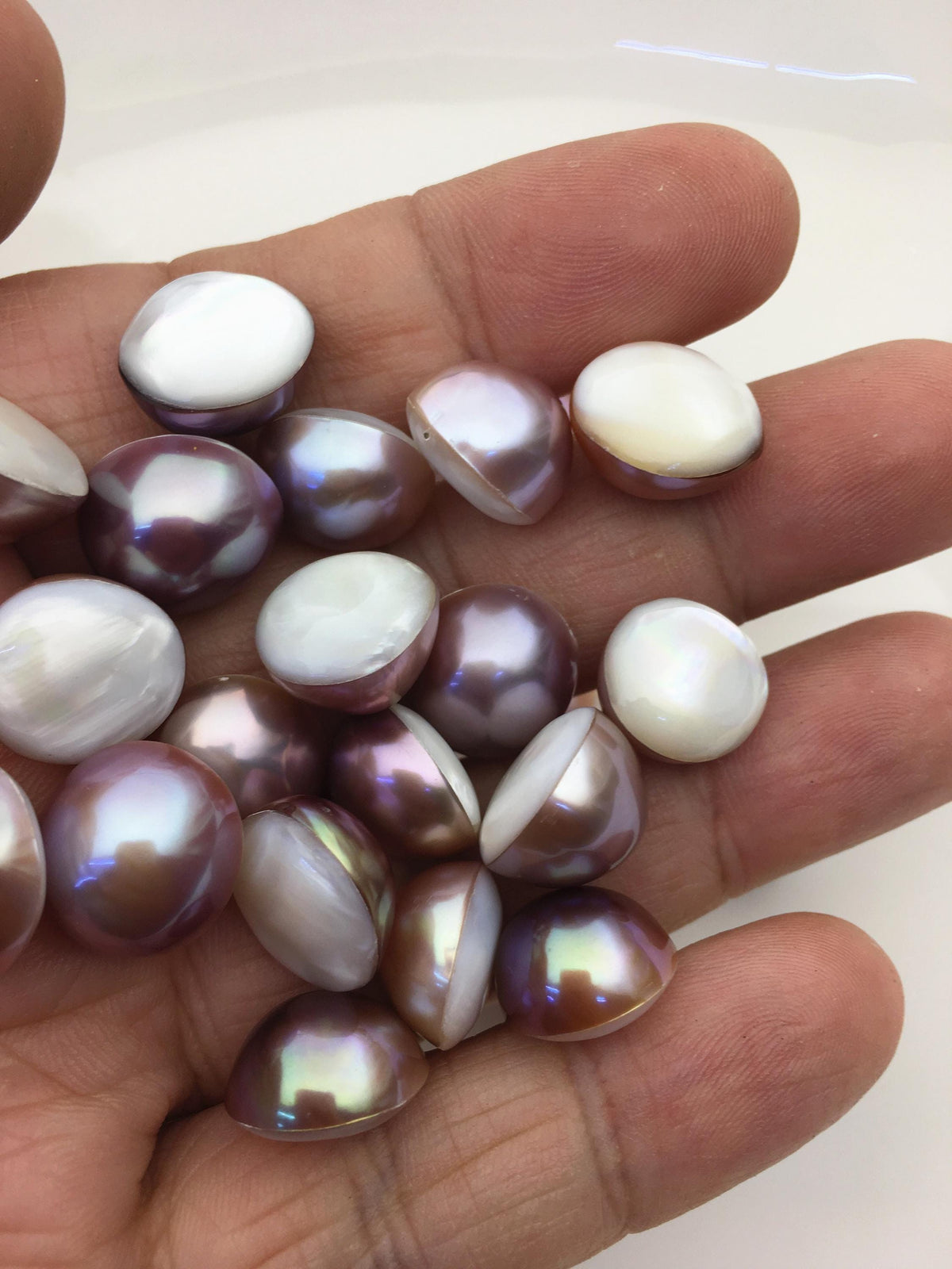 10pcs AAA 13-14mm Baroque Mabe Natural Purple Rainbow Freshwater Pearls,no hole,MB-T66