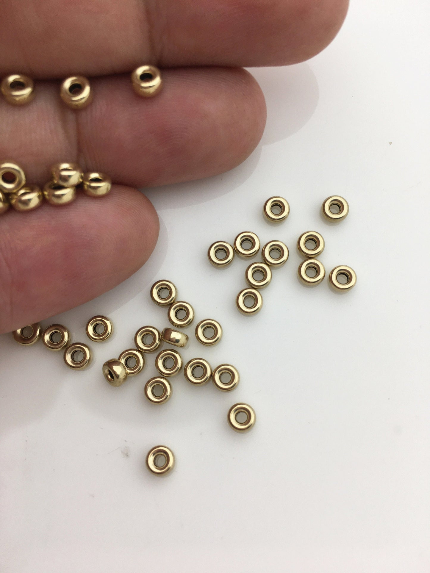 10pcs 4mmx2mm 14k goldfilled Yellow Gold Round Spacer Rondelle Beads, 1.3mm hole, AGF-OTH-1