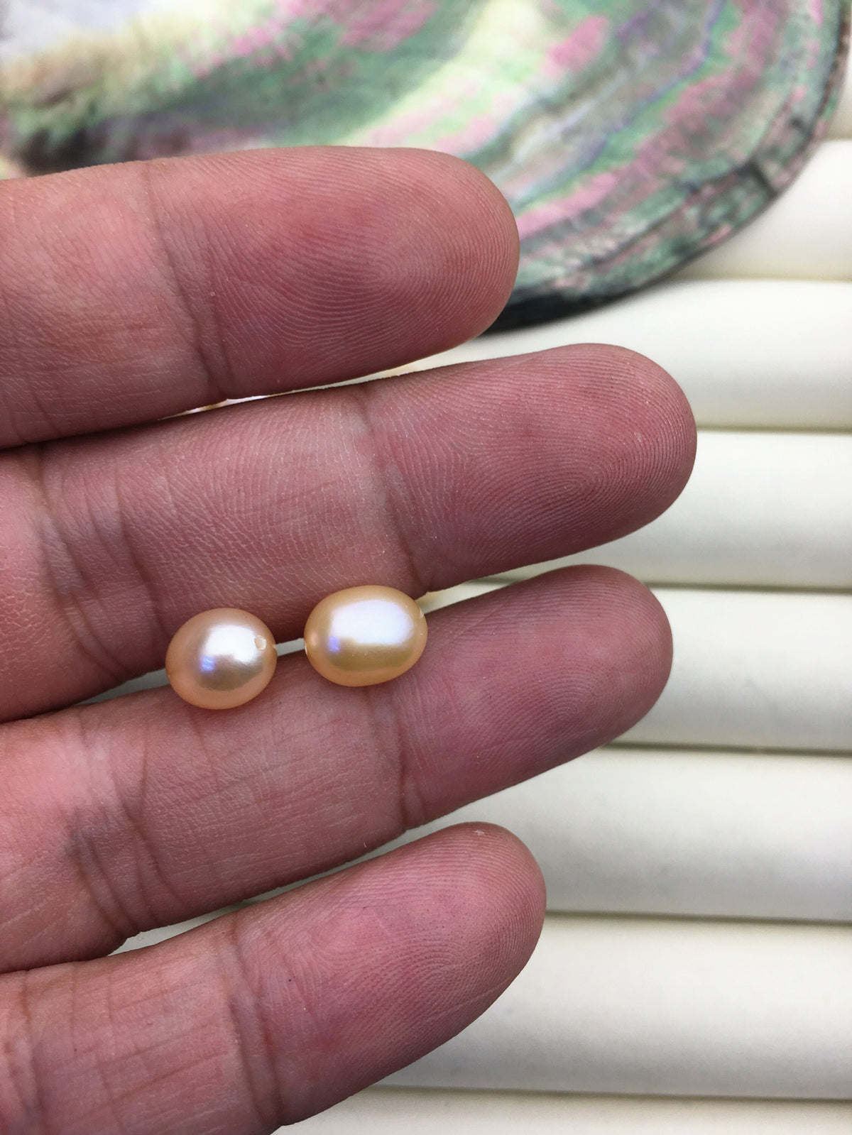 5 pairs AAA 7.5-8mm pink orange rice freshwater pearls,LR8-3A-8