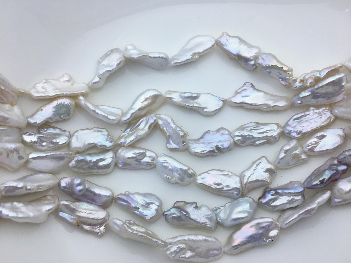 AAA 10-12mm white Thick Keshi Biwa Pearl Necklace,ZS-200-120-17