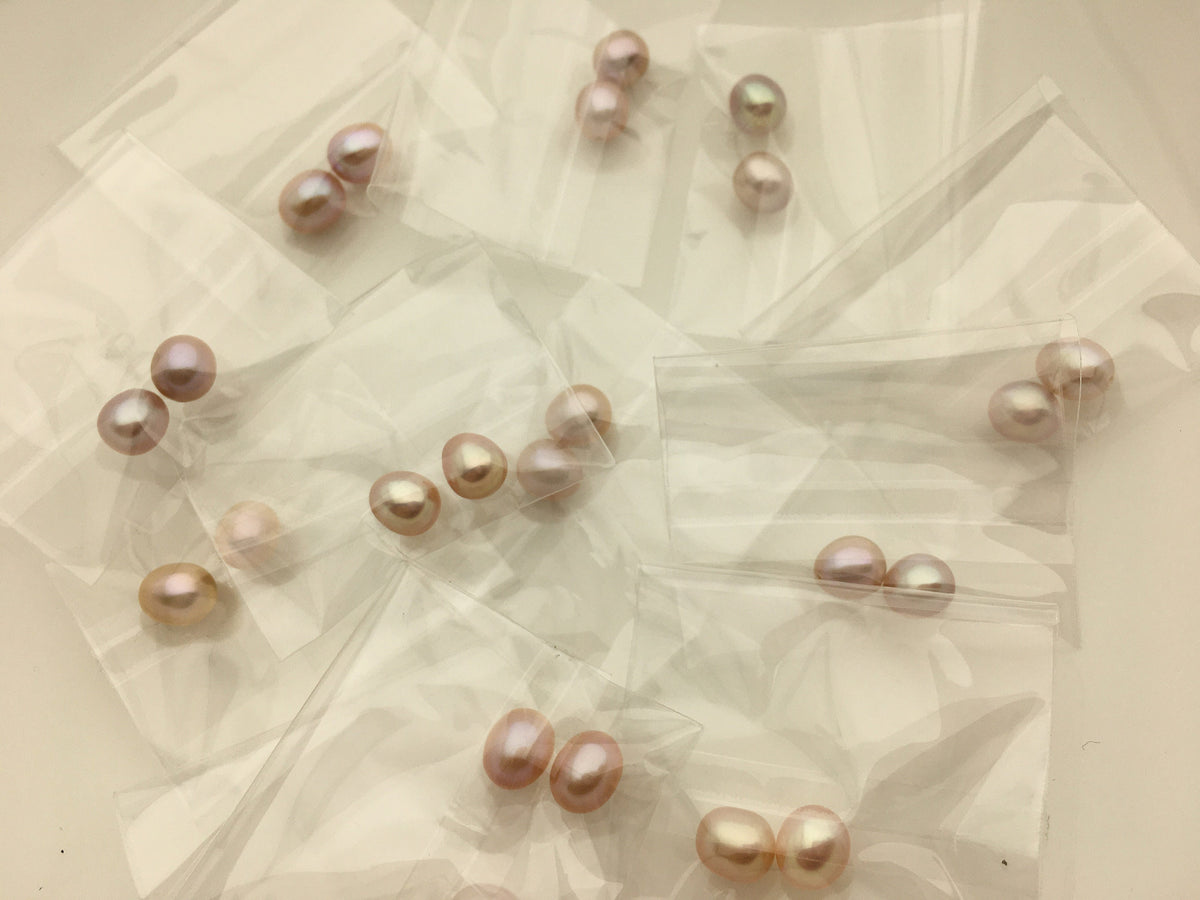 2 pairs AAA 6.3-7mm white/pink/purple rice freshwater pearl pairs,tear drop pearl earrings,dangle pearl earrings,LR6-3A-8